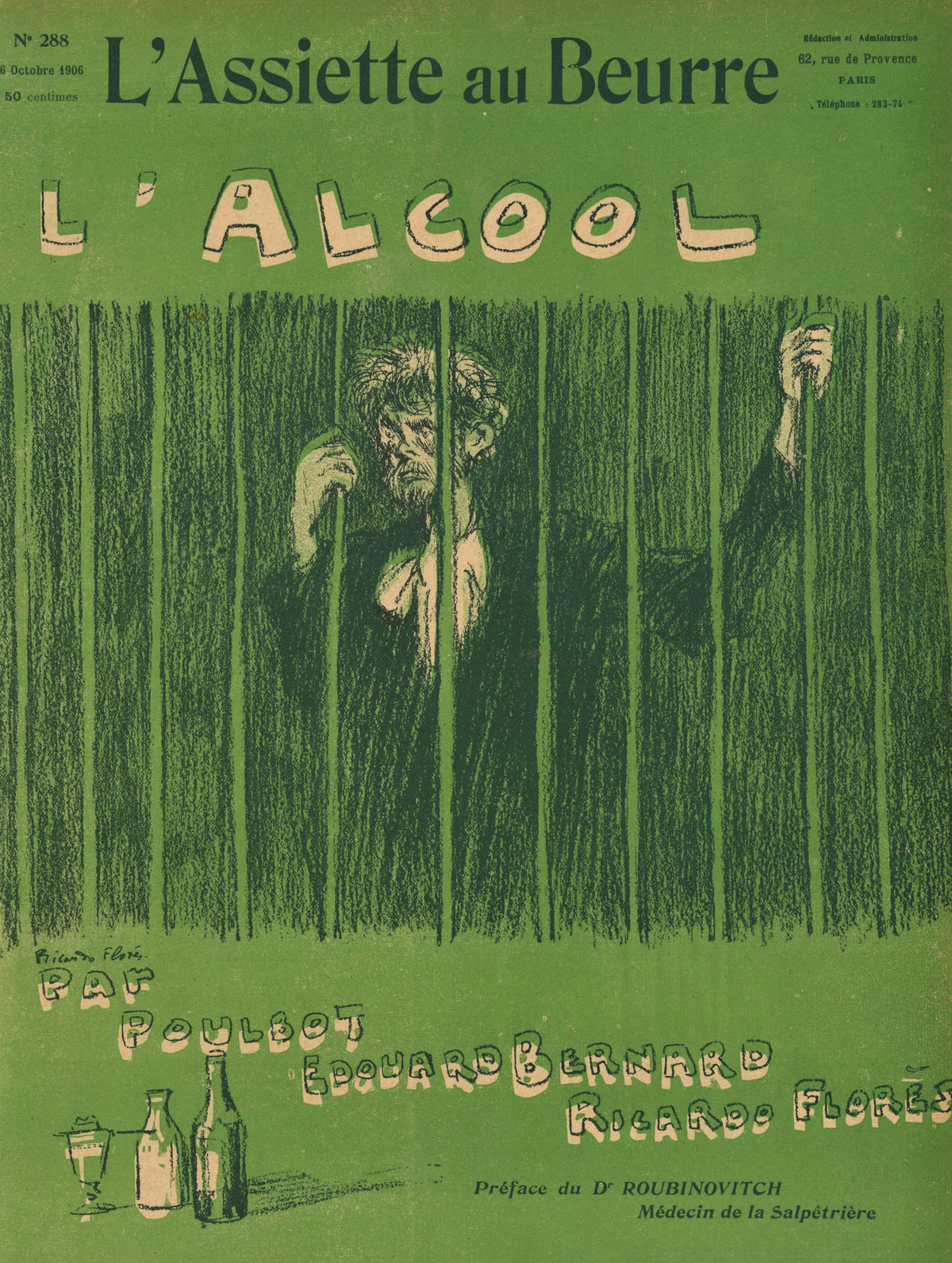 L&#39;Alcool - French Satirical Comic - Authentic Vintage Antique Print
