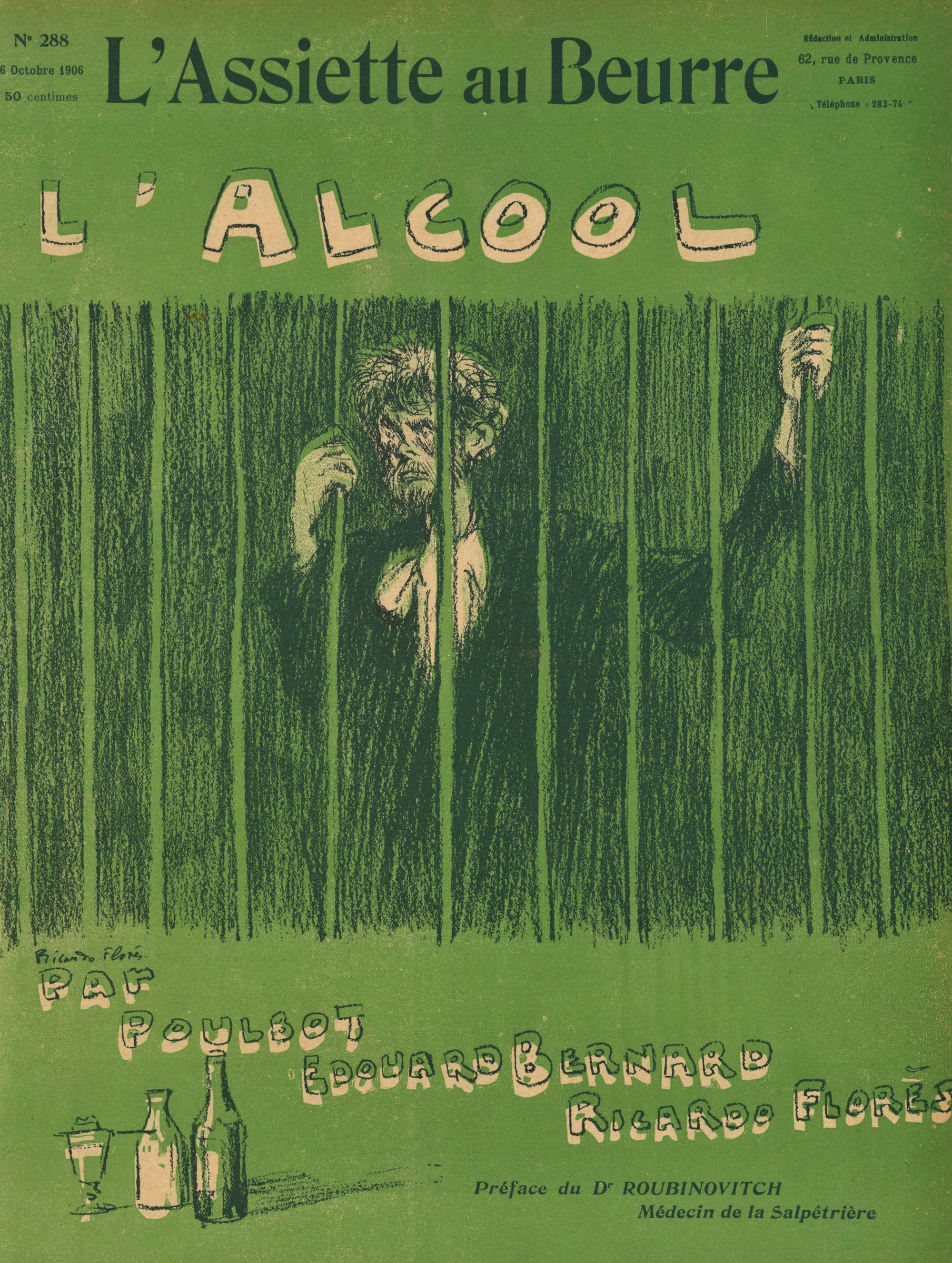L'Alcool - French Satirical Comic - Authentic Vintage Antique Print