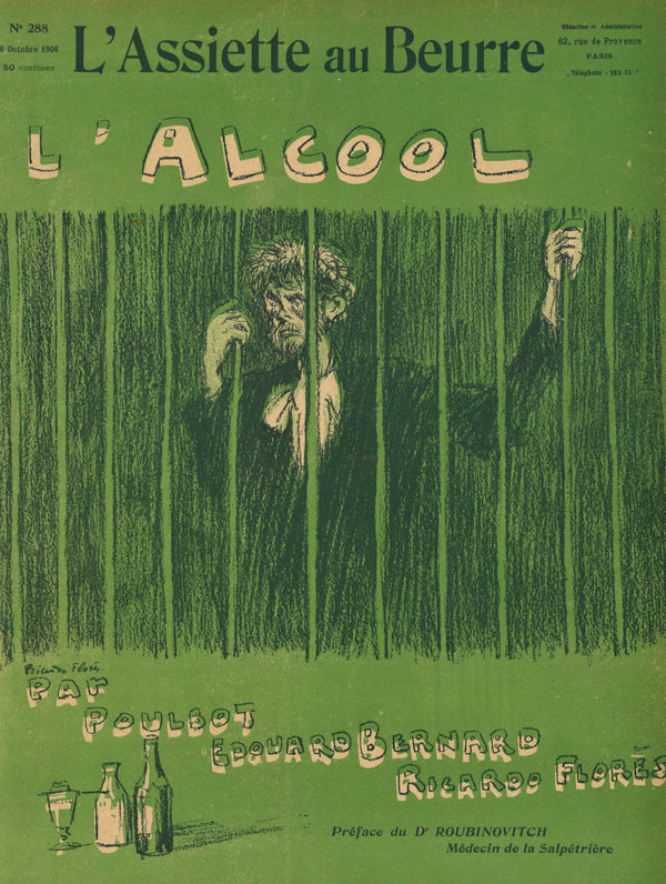 L'Alcool - French Satirical Comic - Authentic Vintage Antique Print
