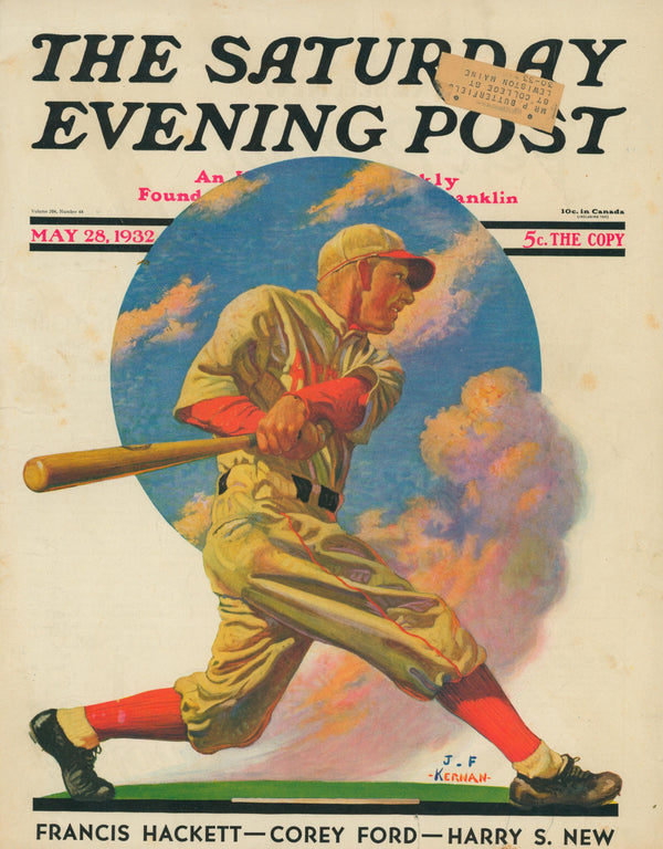 Baseball Player- The Saturday Evening Post - Authentic Vintage Cover Art