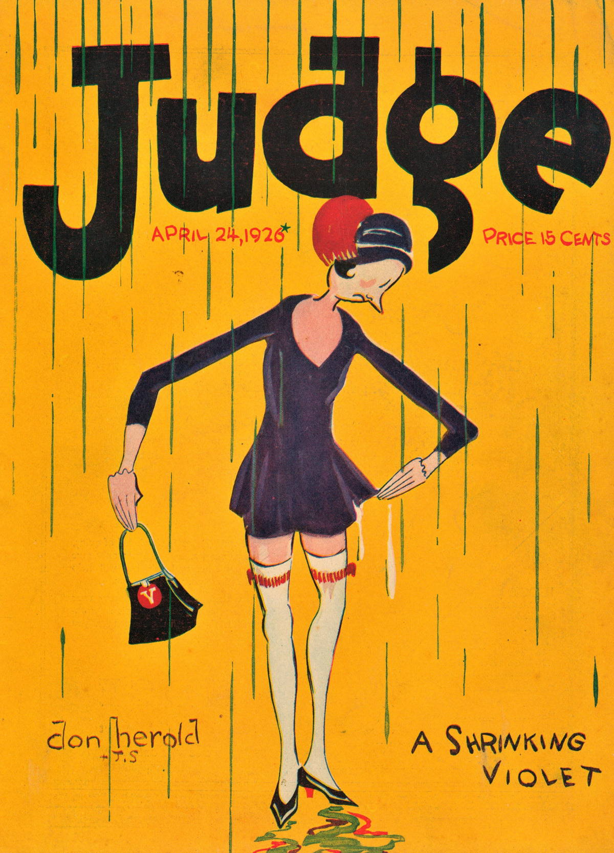 A Shrinking Violet- Judge Magazine - Authentic Vintage Antique Print