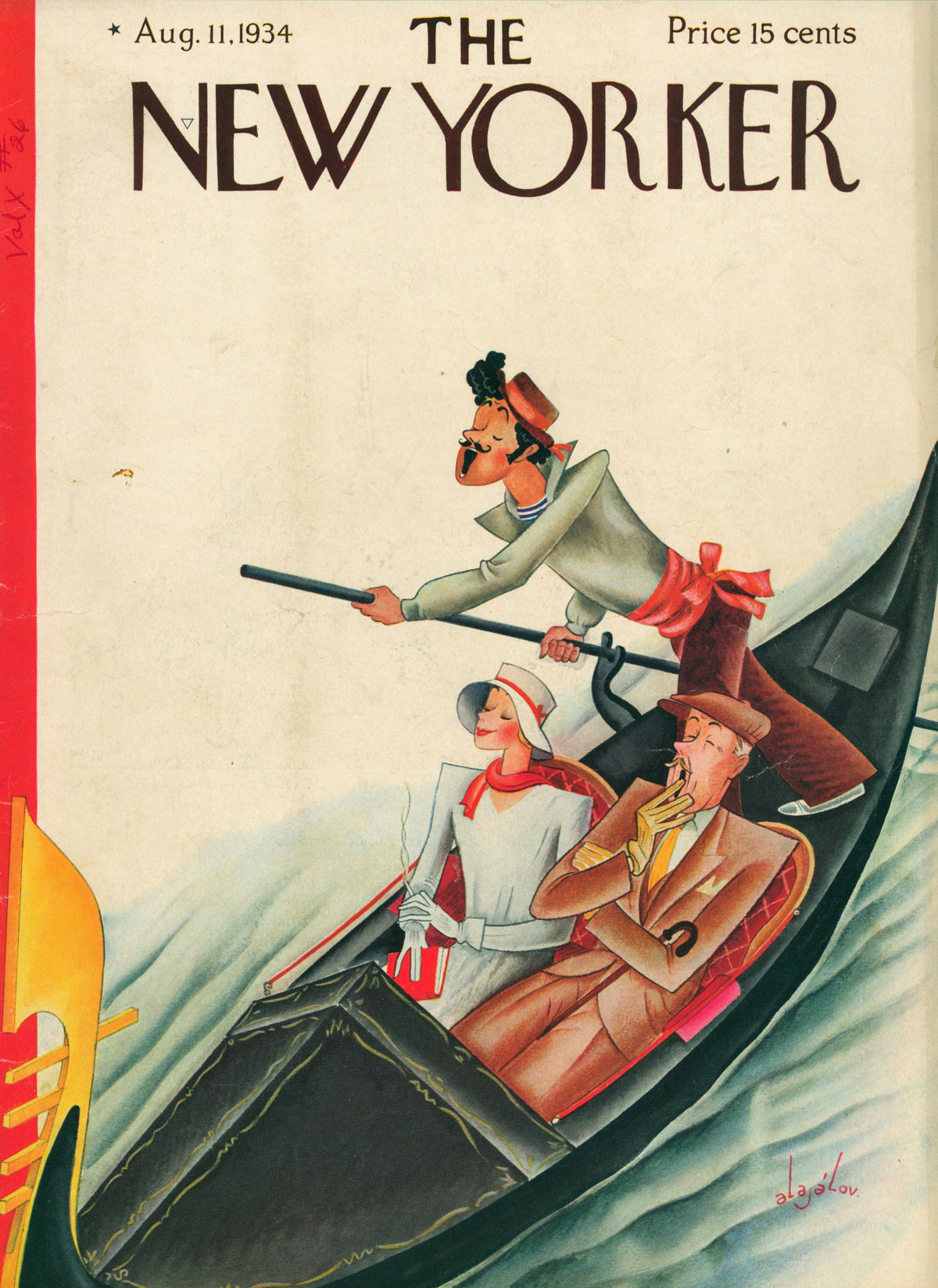Gondolier- The New Yorker - Authentic Vintage Antique Print