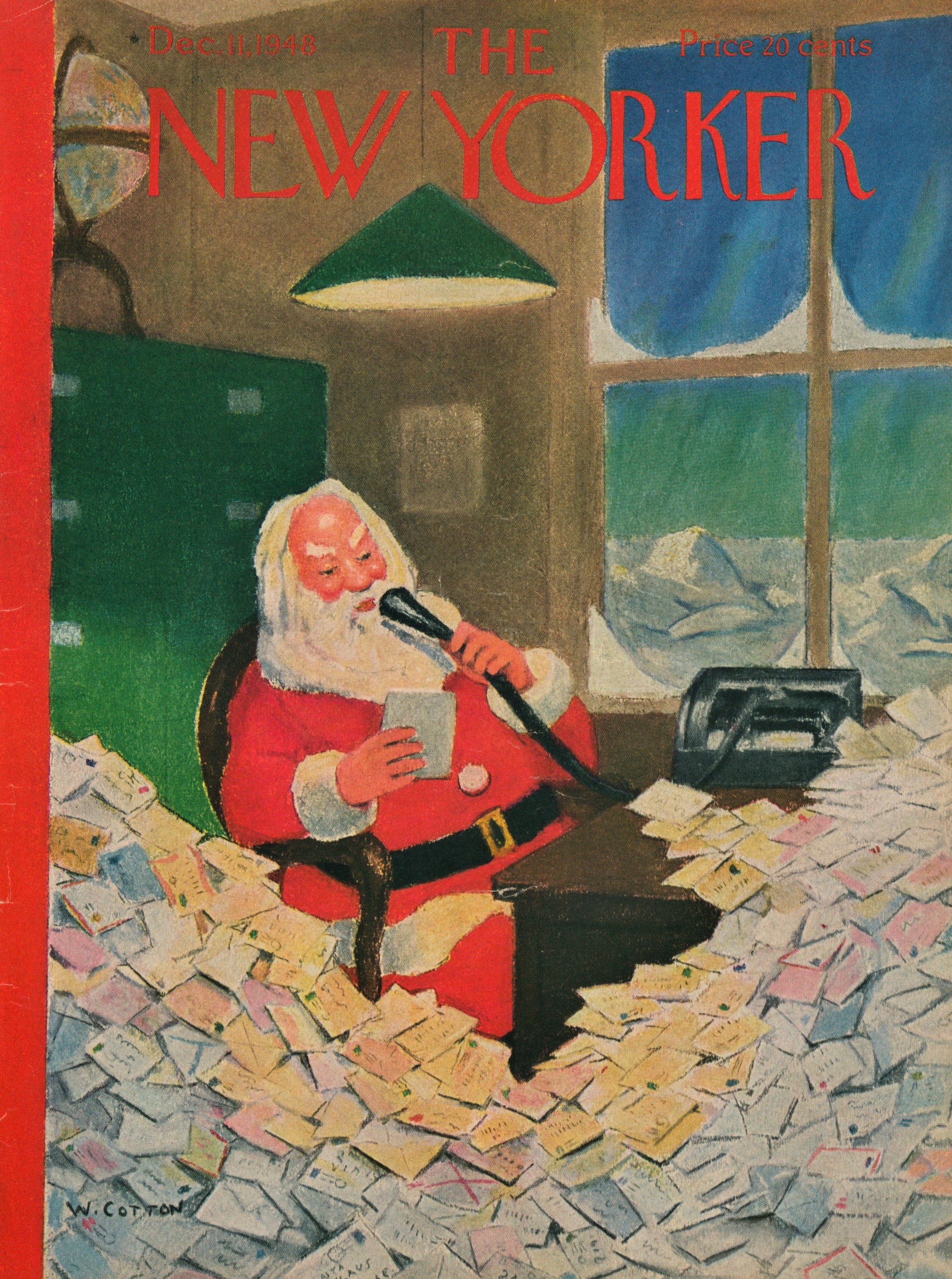 Santa Claus- The New Yorker - Authentic Vintage Antique Print