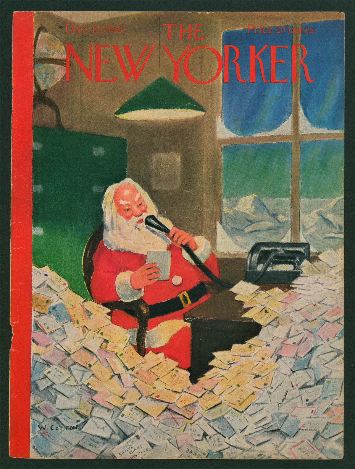 Santa Claus- The New Yorker - Authentic Vintage Antique Print
