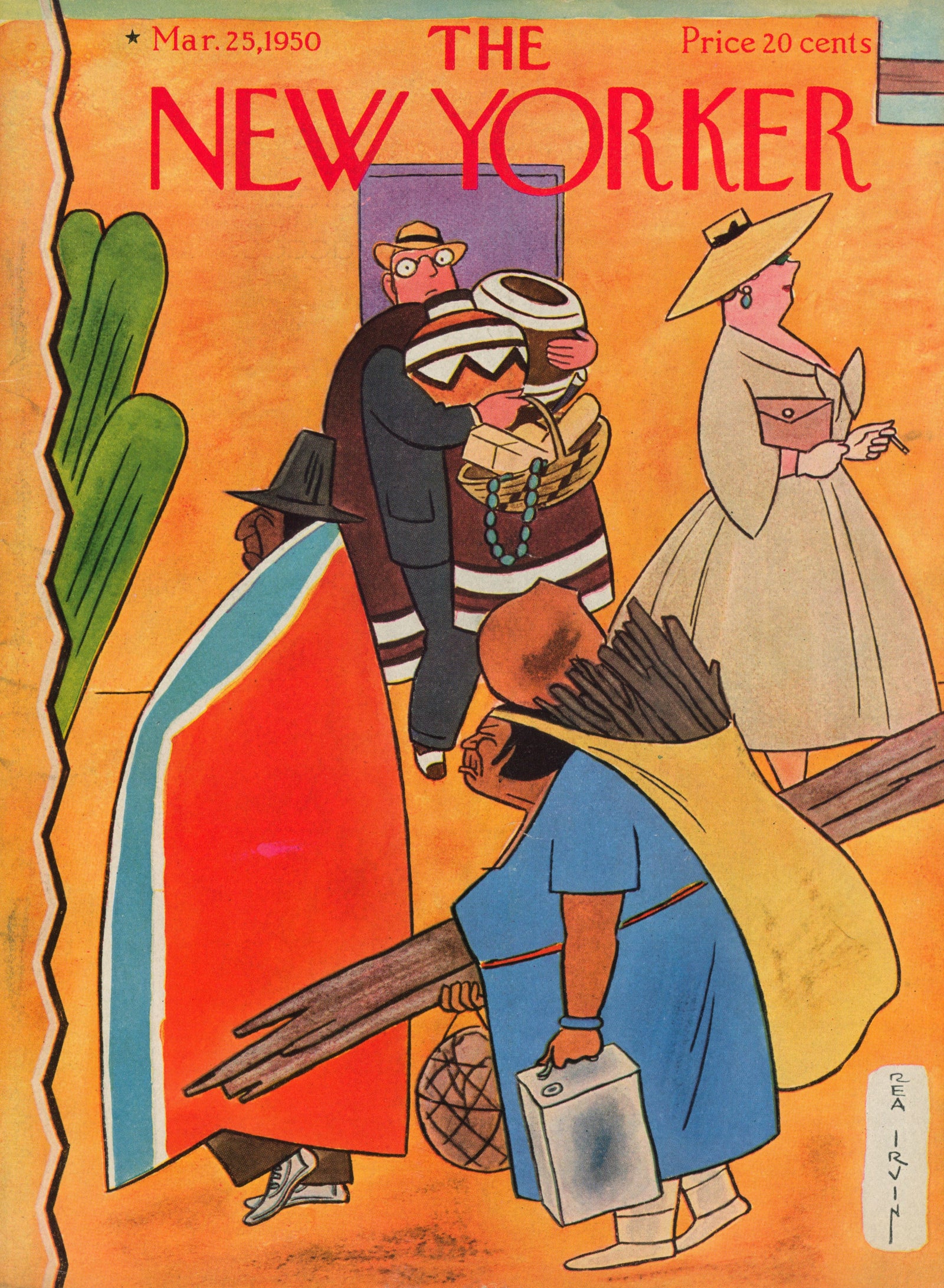 Indigenous March- The New Yorker Magazine - Authentic Vintage Antique Print