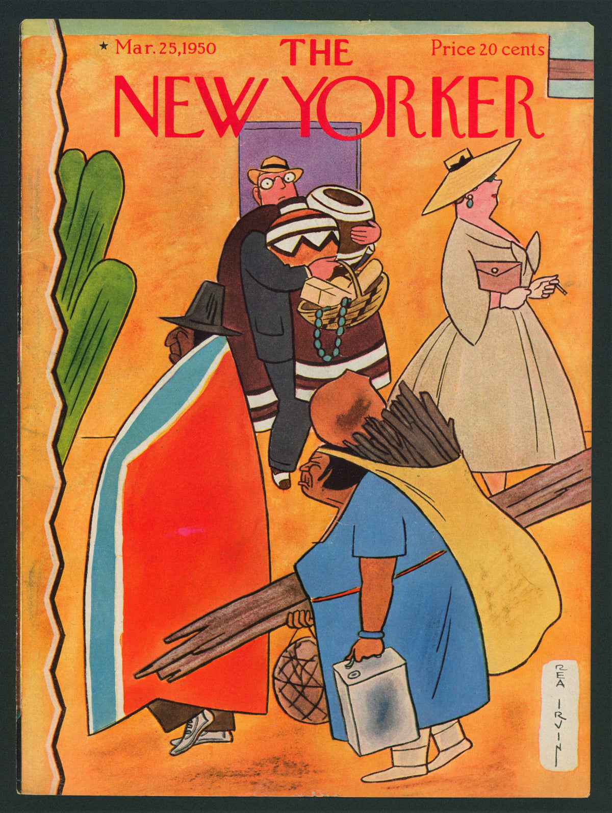 Indigenous March- The New Yorker Magazine - Authentic Vintage Antique Print