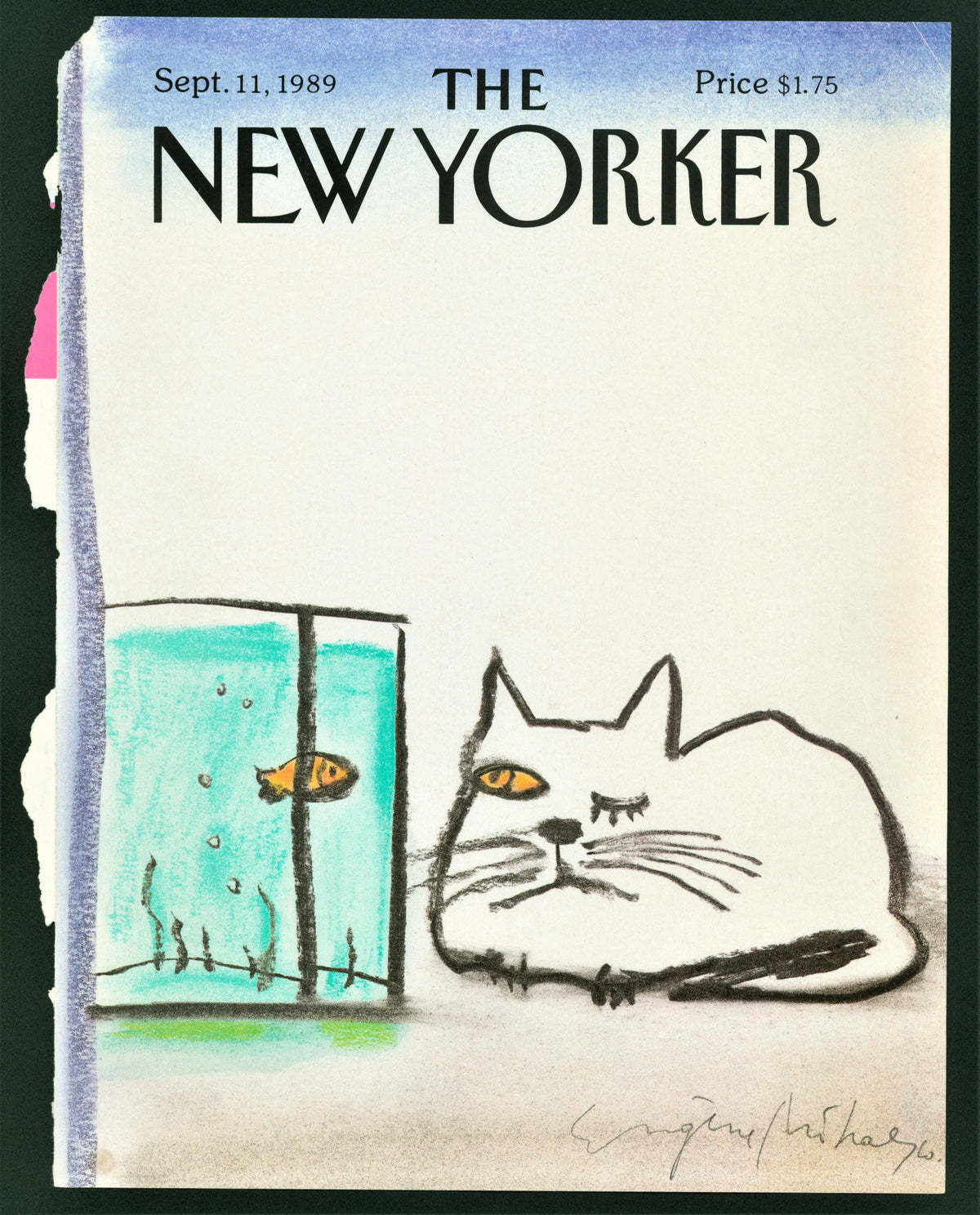 Suspicious Cat- The New Yorker - Authentic Vintage Antique Print