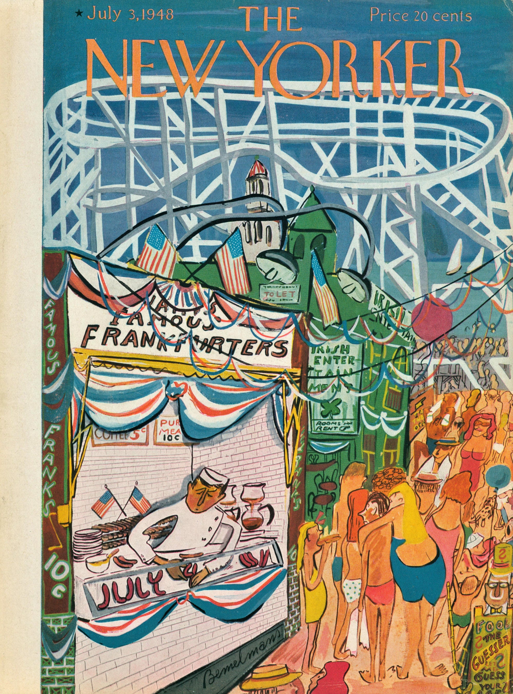 Coney Island- The New Yorker - Authentic Vintage Antique Print