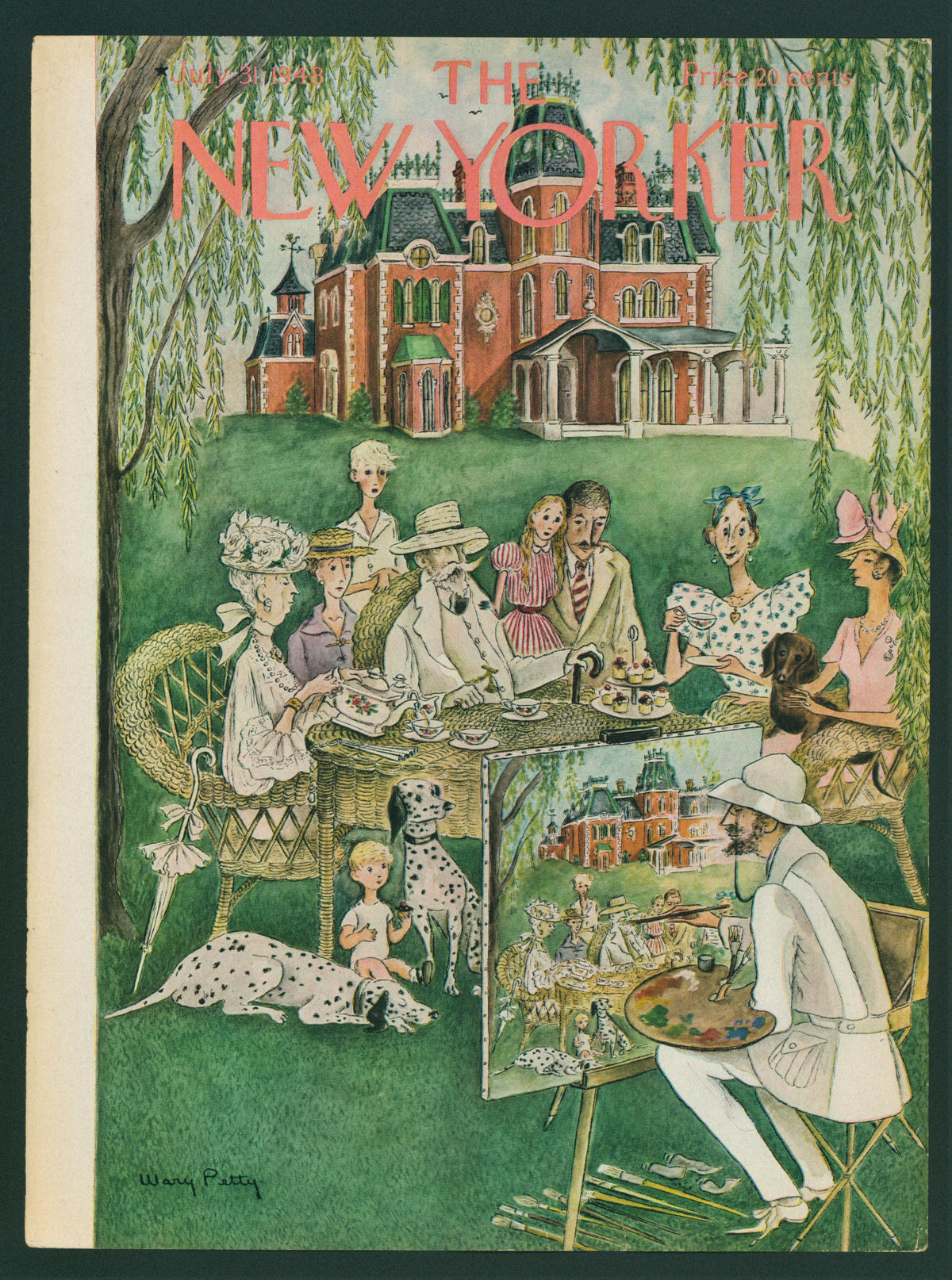 Afternoon Tea- The New Yorker - Authentic Vintage Antique Print