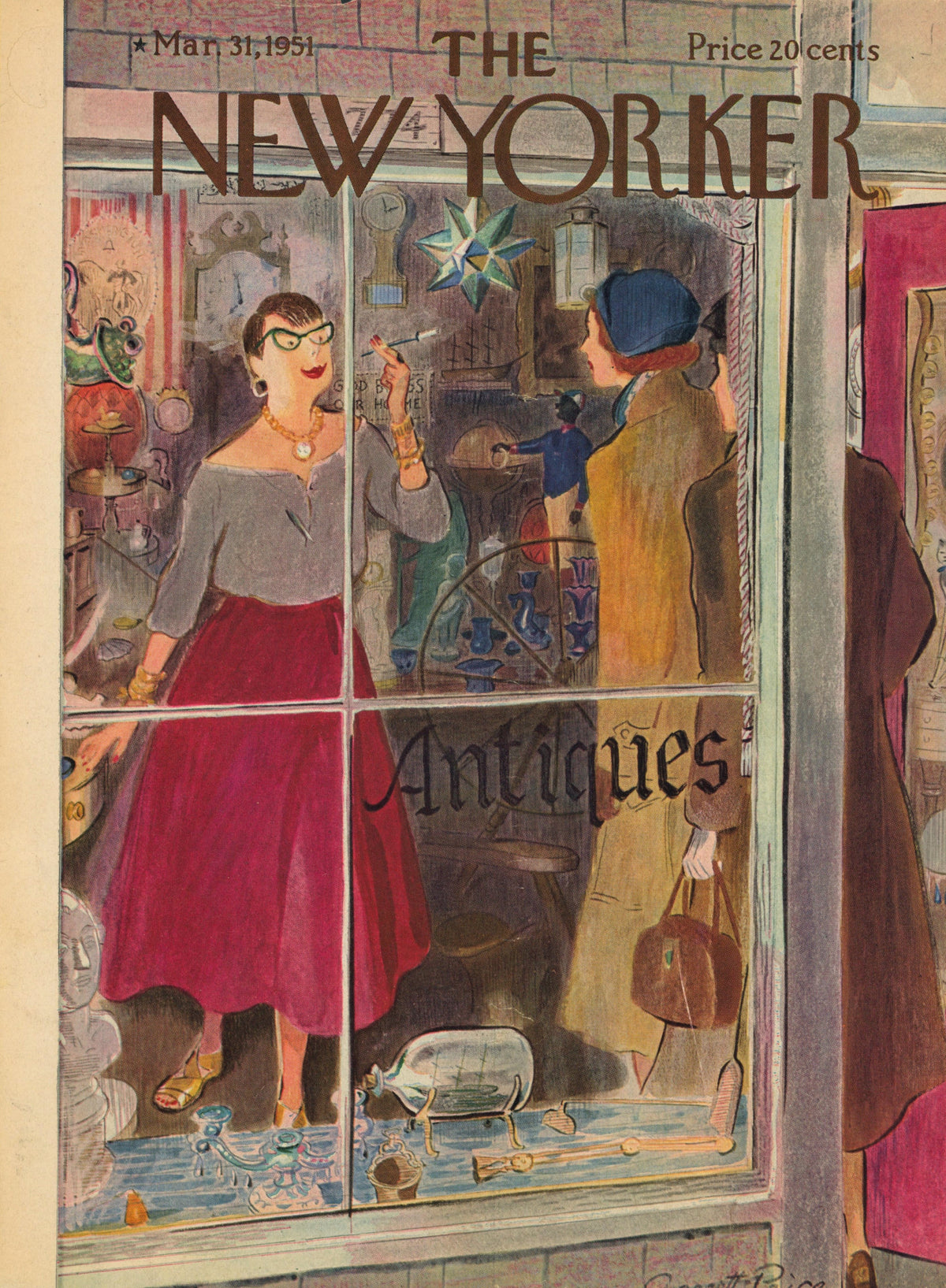 Antique Shop- The New Yorker - Authentic Vintage Antique Print