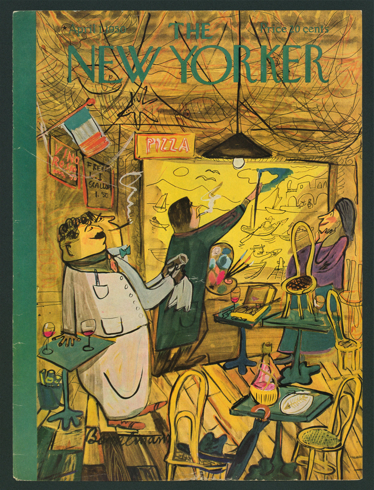 Art Class- The New Yorker - Authentic Vintage Antique Print