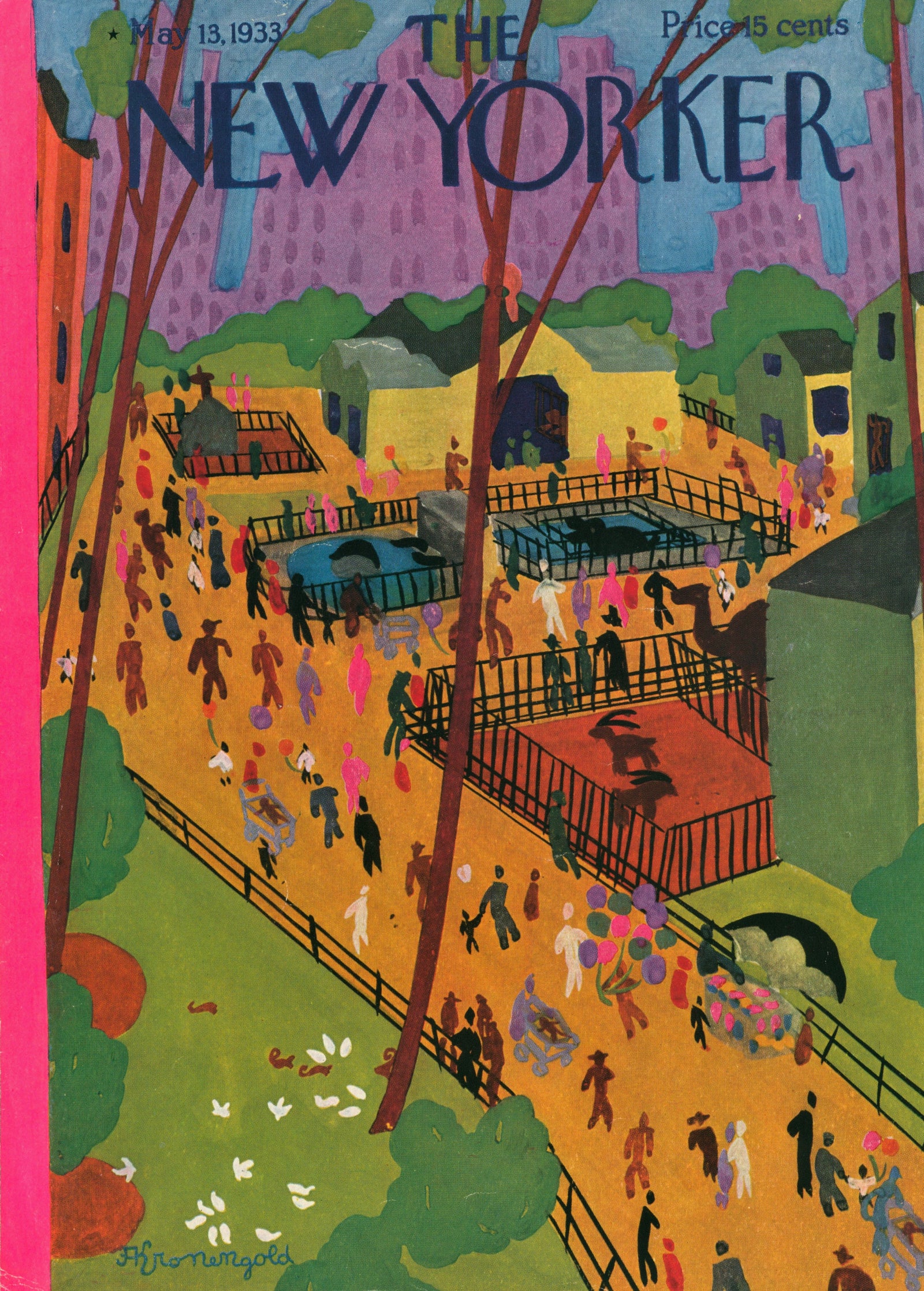 Day at the Park- The New Yorker - Authentic Vintage Antique Print