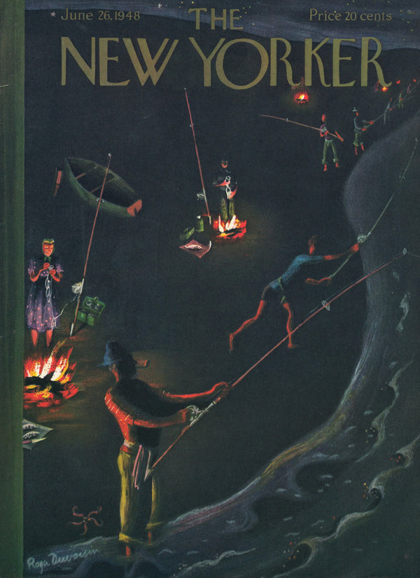 Night Fishing- The New Yorker - Authentic Vintage Cover Art