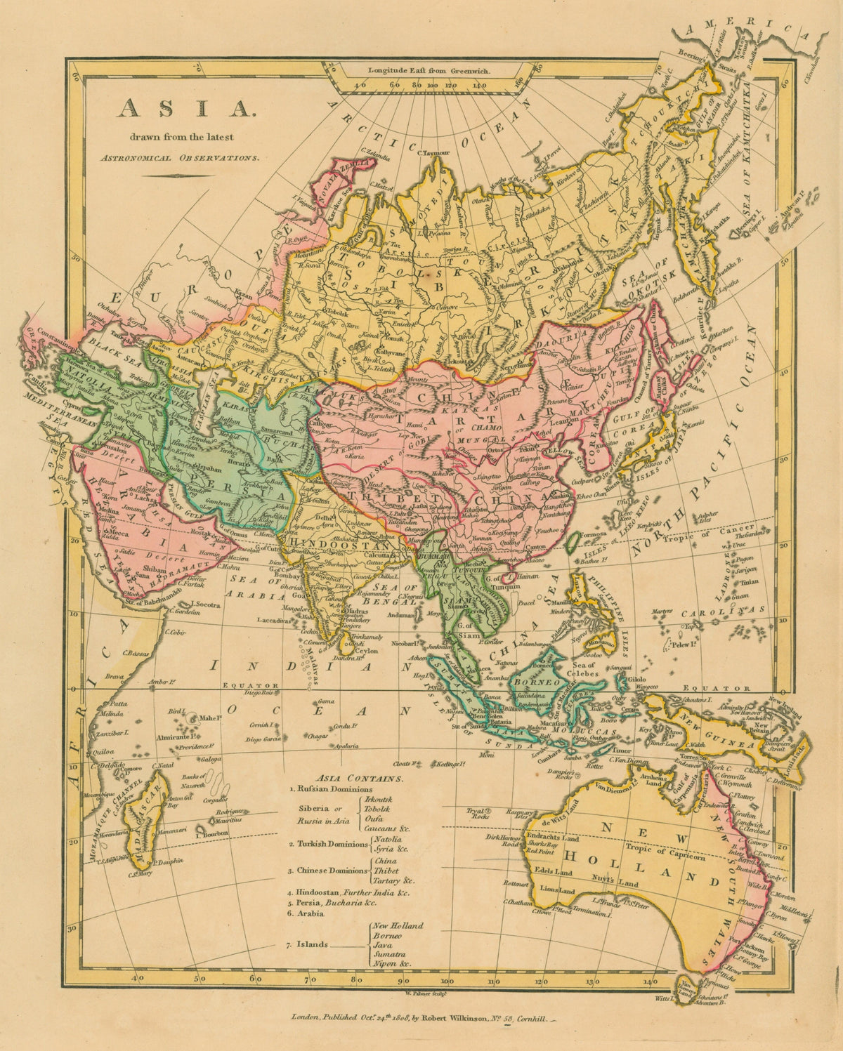 Asia- Antique Map - Authentic Vintage Antique Print