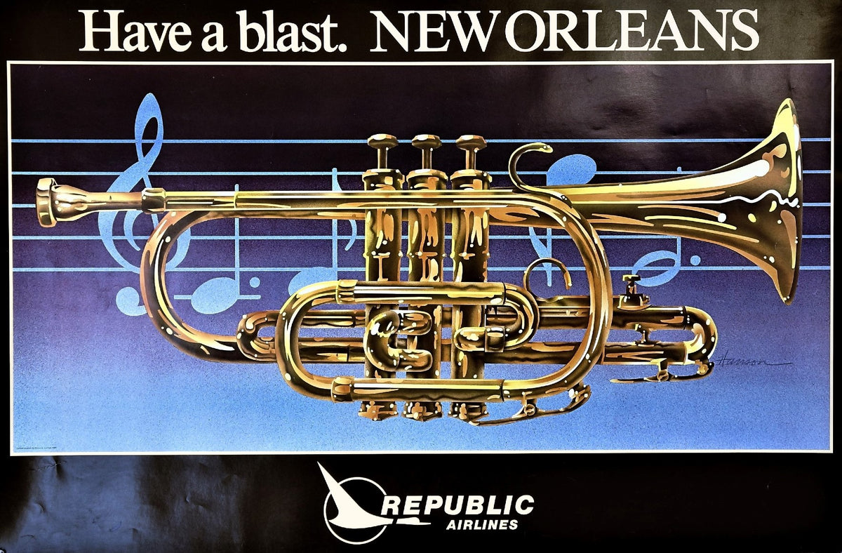 Rebublic Airlines- New Orleans - Authentic Vintage Poster