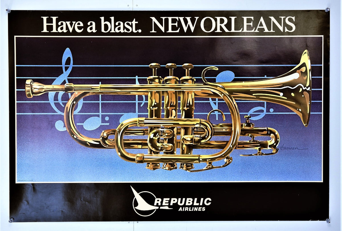 Rebublic Airlines- New Orleans - Authentic Vintage Poster
