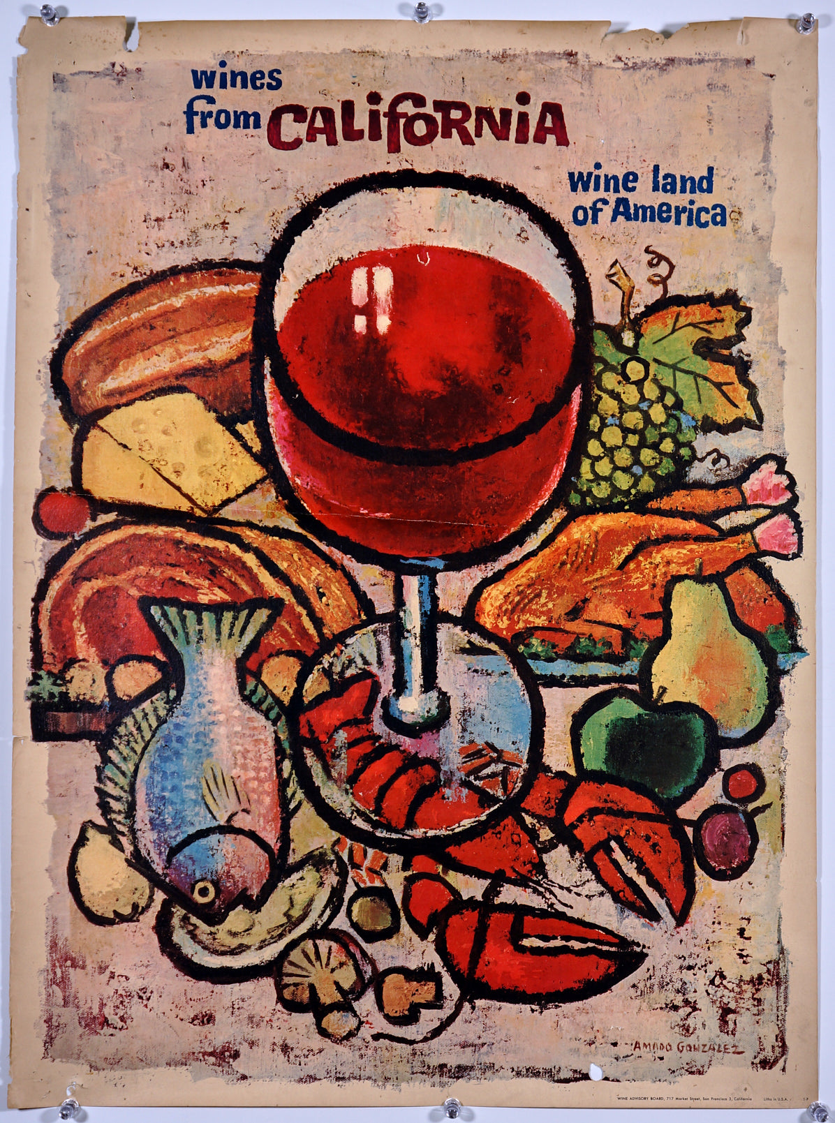 Wines From California - Authentic Vintage Poster