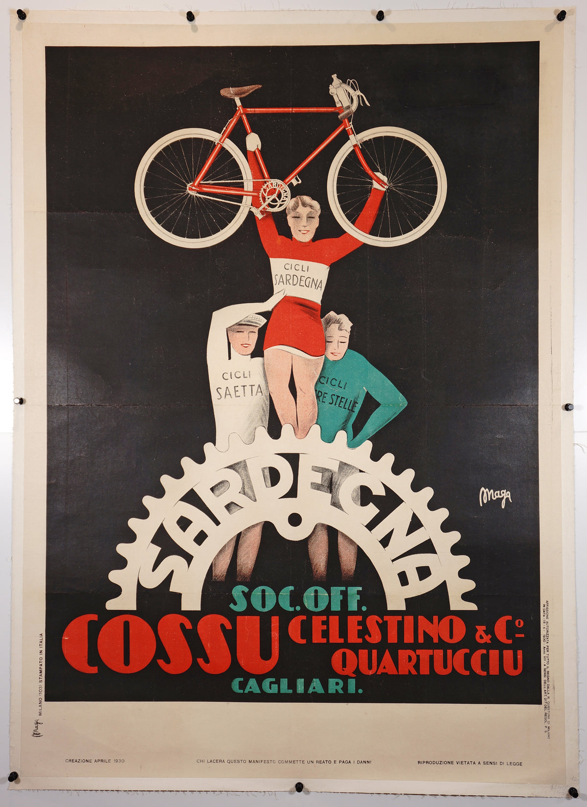 Sardegna Cycles - Authentic Vintage Poster