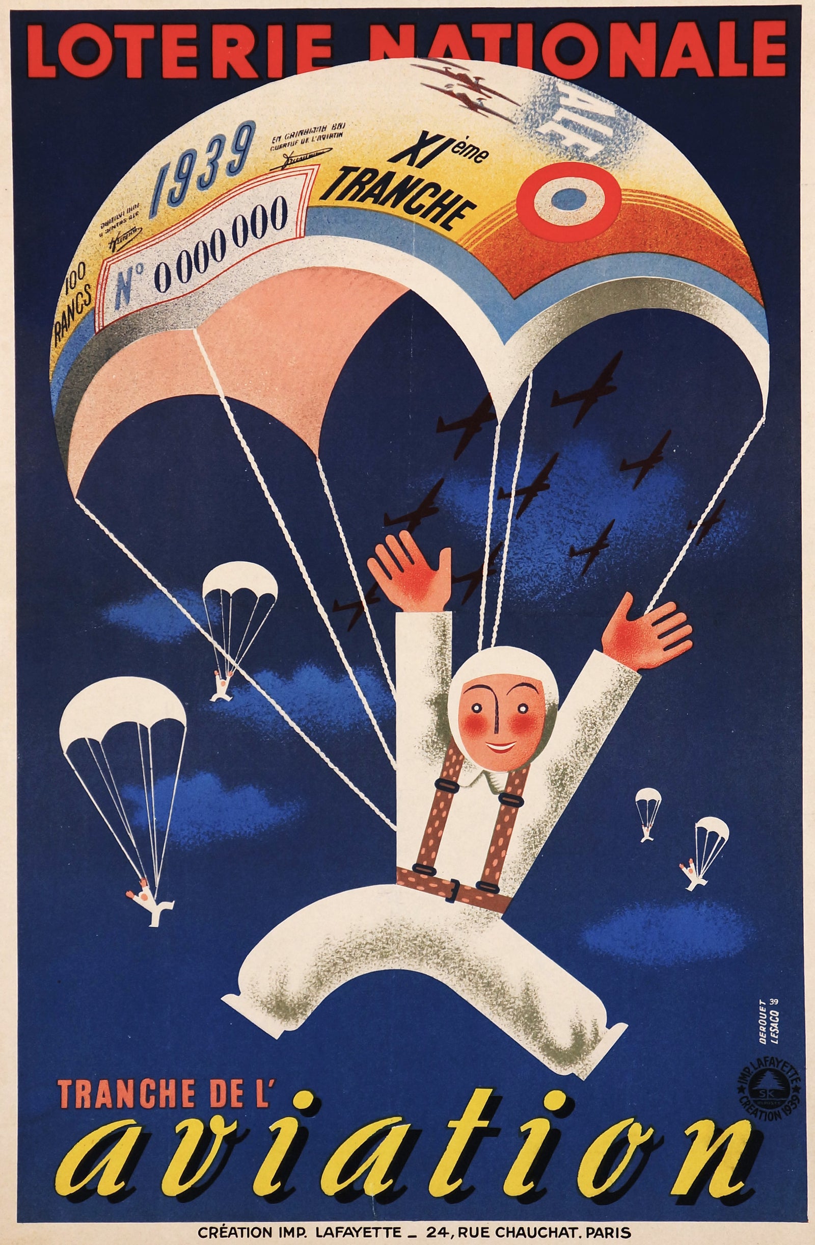 Loterie Nationale Aviation - Authentic Vintage Poster