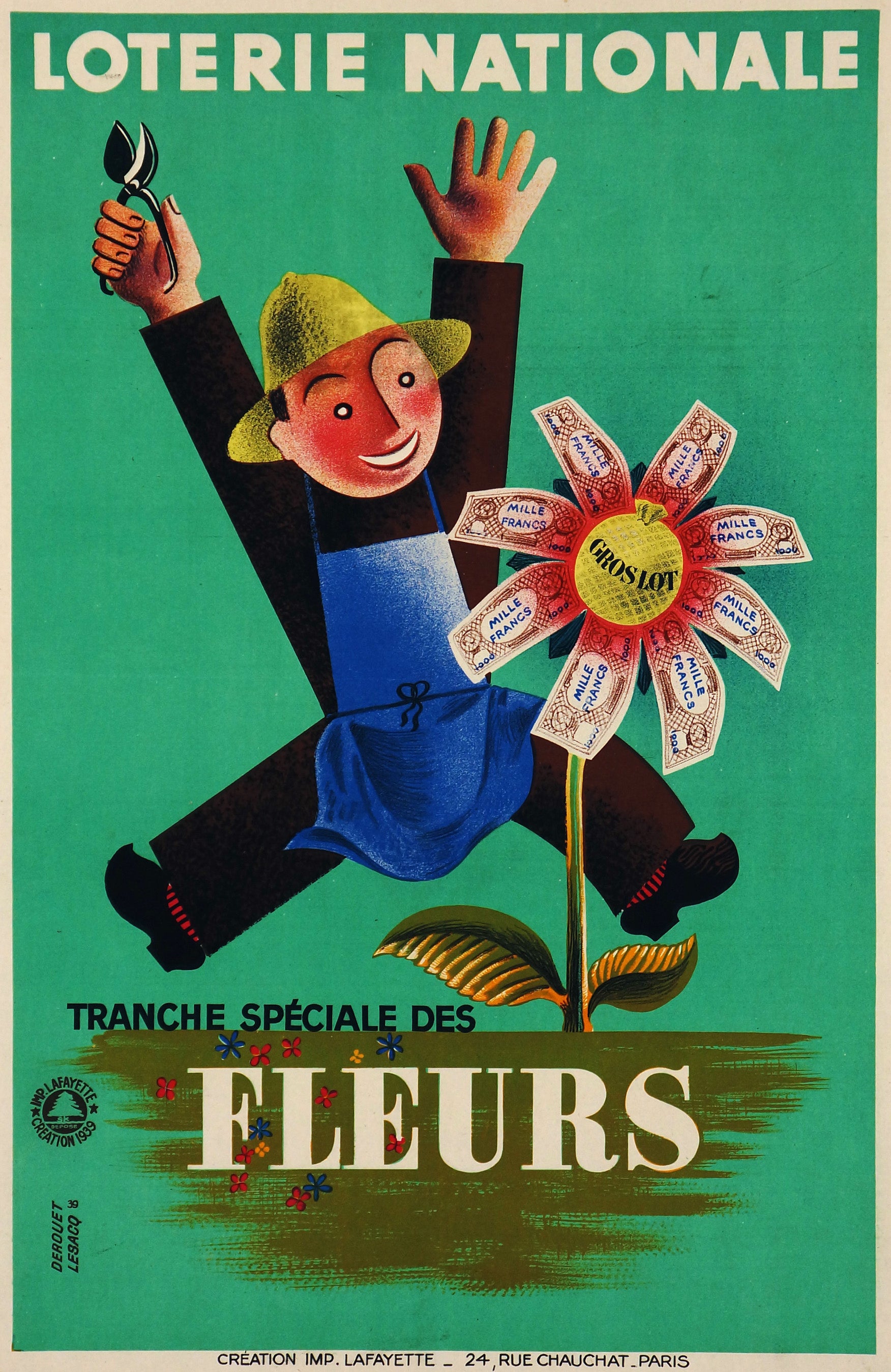 Loterie Nationale Fleurs - Authentic Vintage Poster