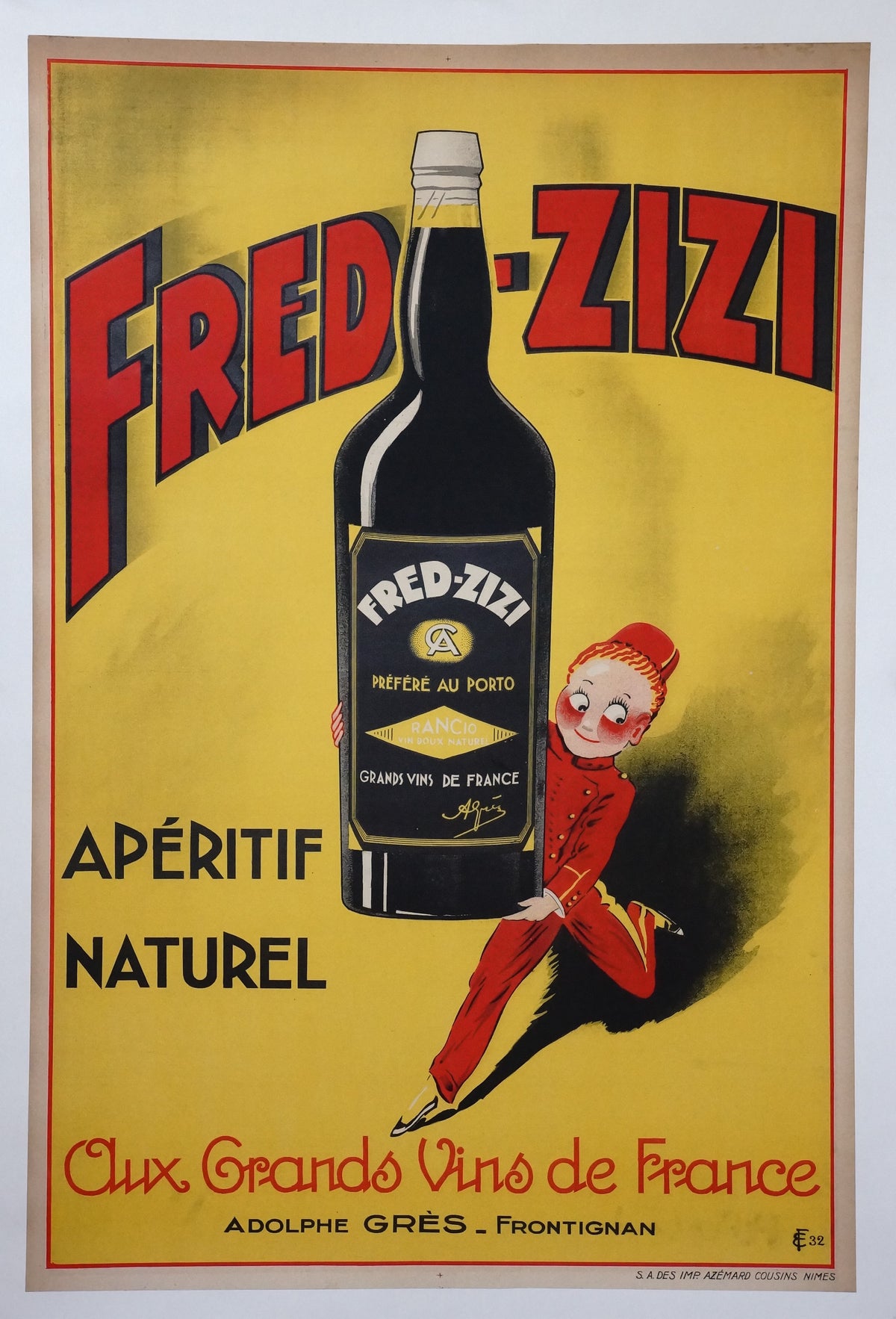 Fred Zizi Aperitif Naturel - Authentic Vintage Poster