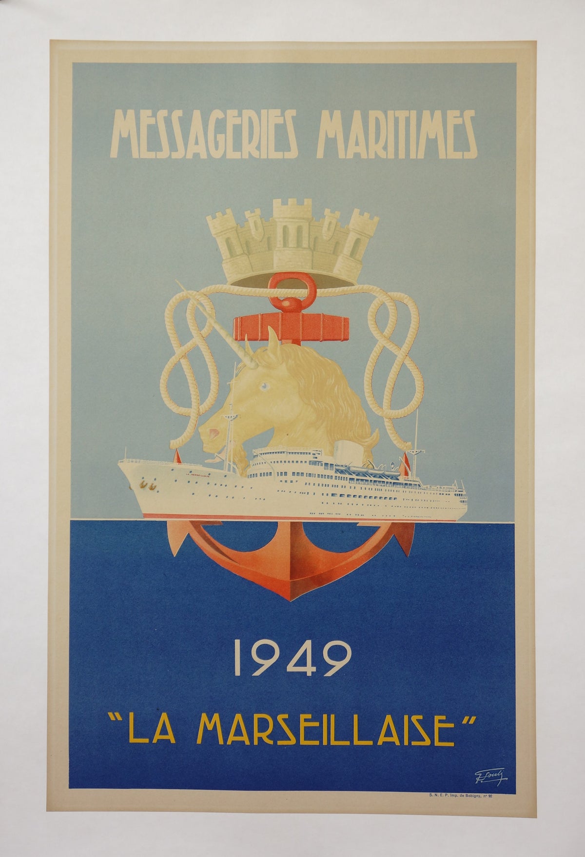 Messageries Maritimes - Authentic Vintage Poster