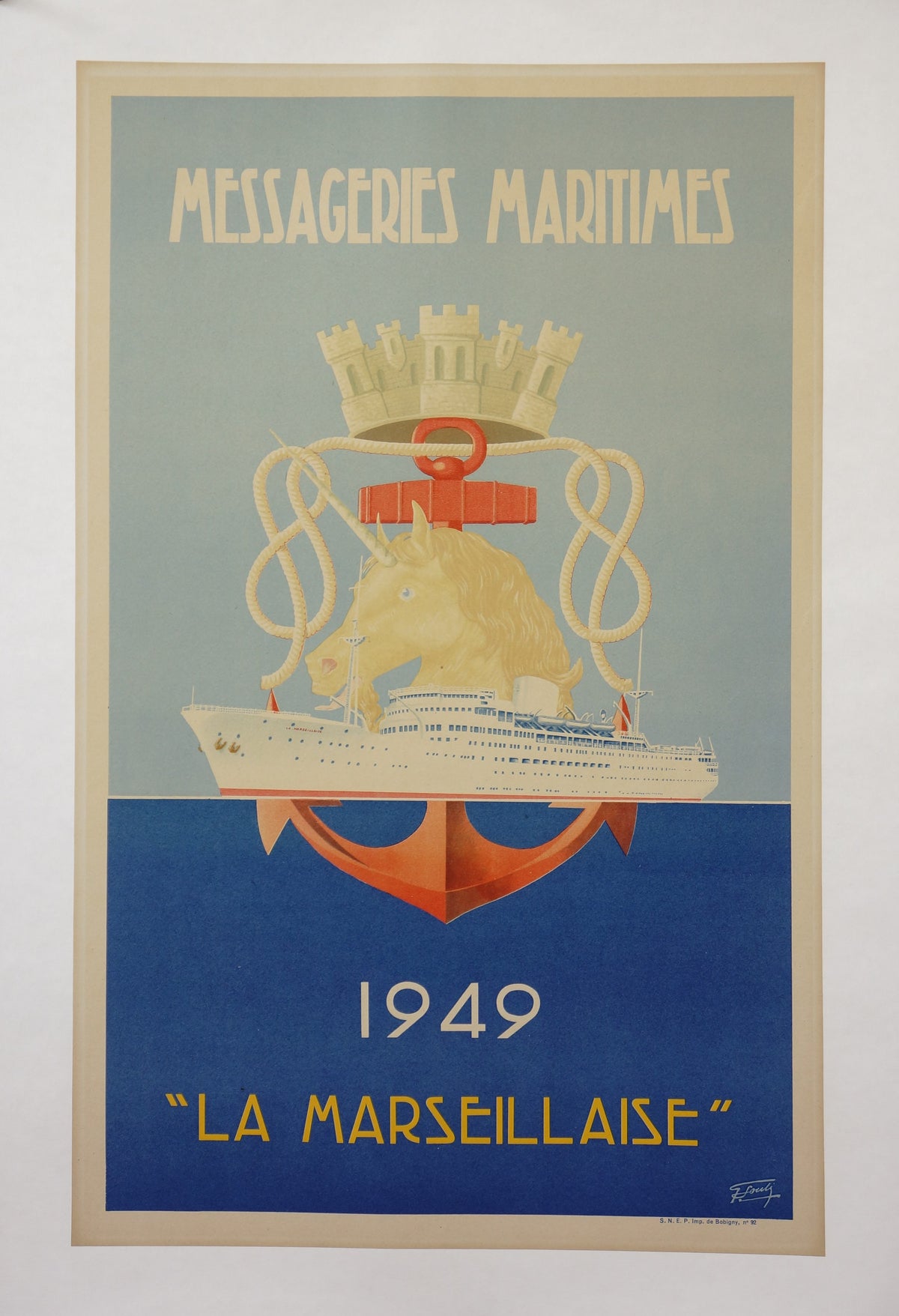 Messageries Maritimes - Authentic Vintage Poster