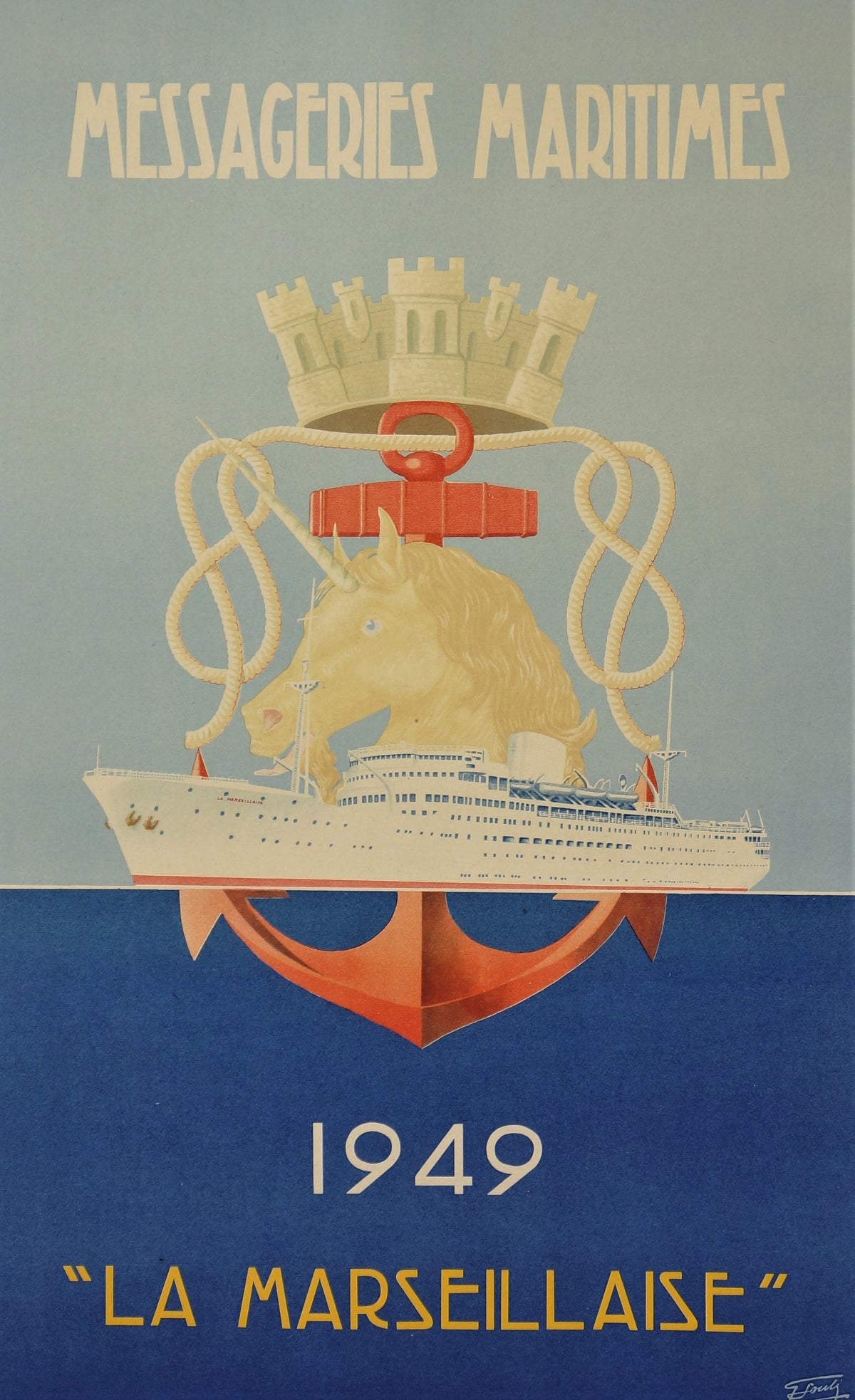 Messageries Maritimes - Authentic Vintage Poster