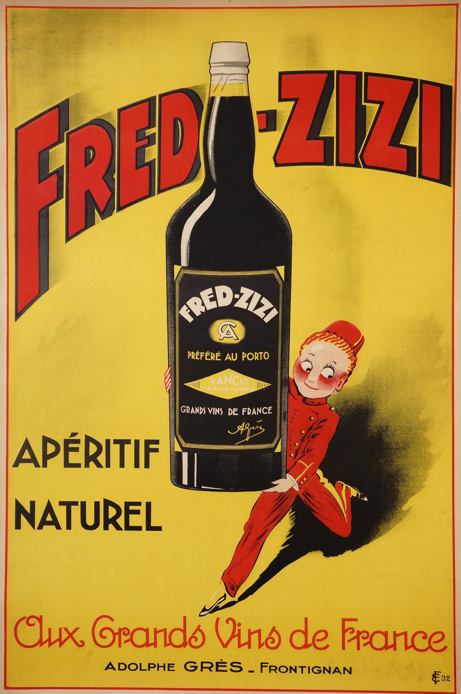 Fred Zizi Aperitif Naturel - Authentic Vintage Poster