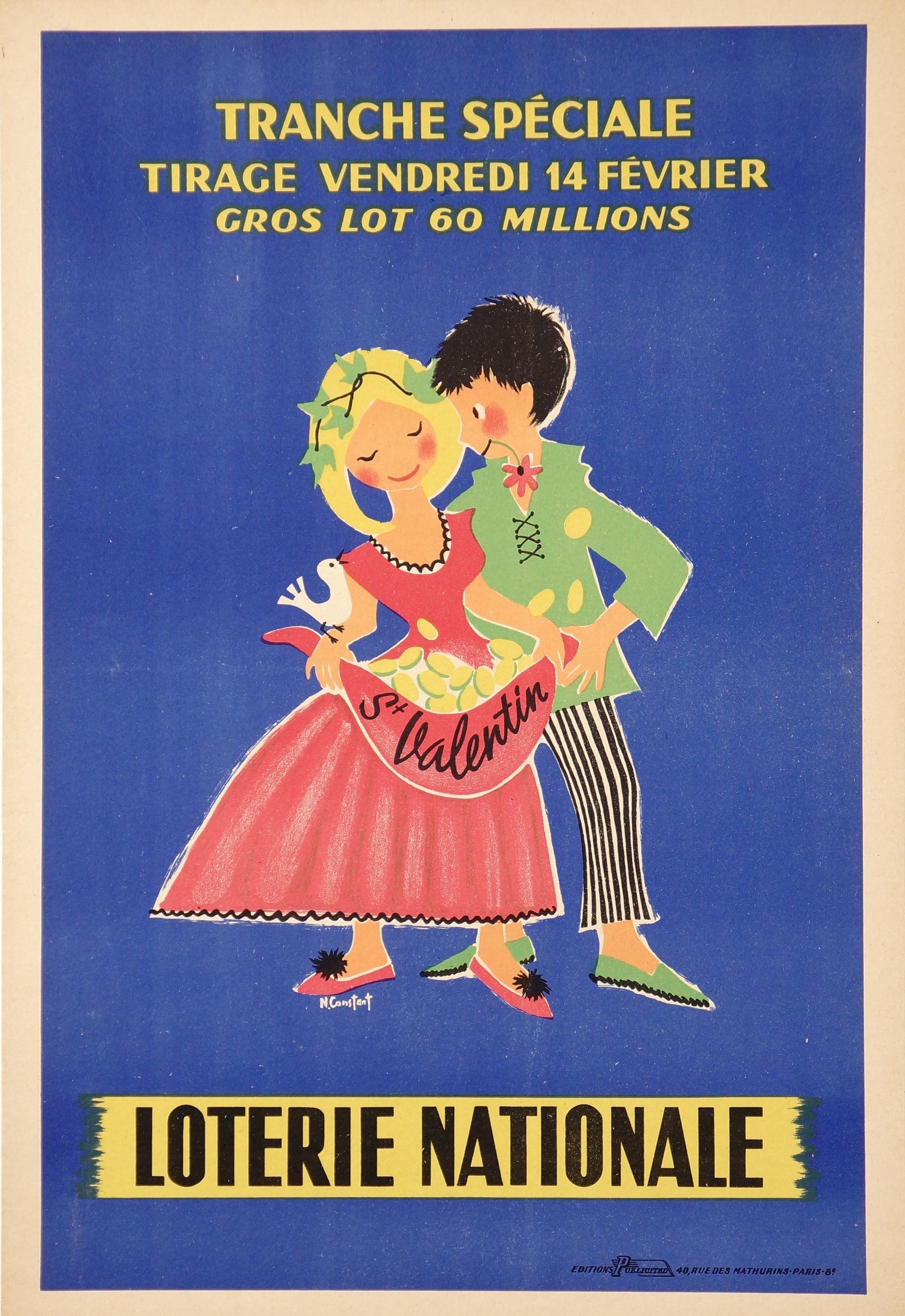 Loterie Nationale, St. Valentin - Authentic Vintage Poster