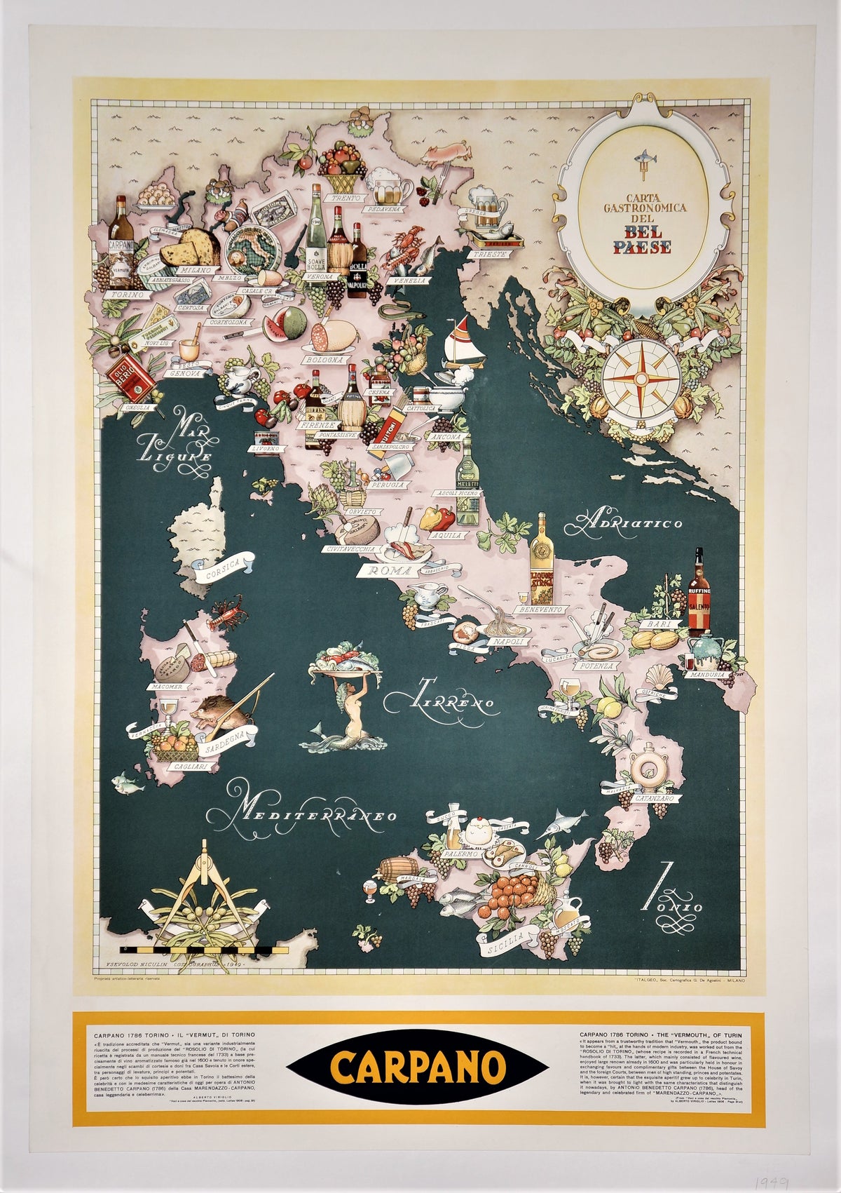 Italy, Carpano Alcohol - Authentic Vintage Poster