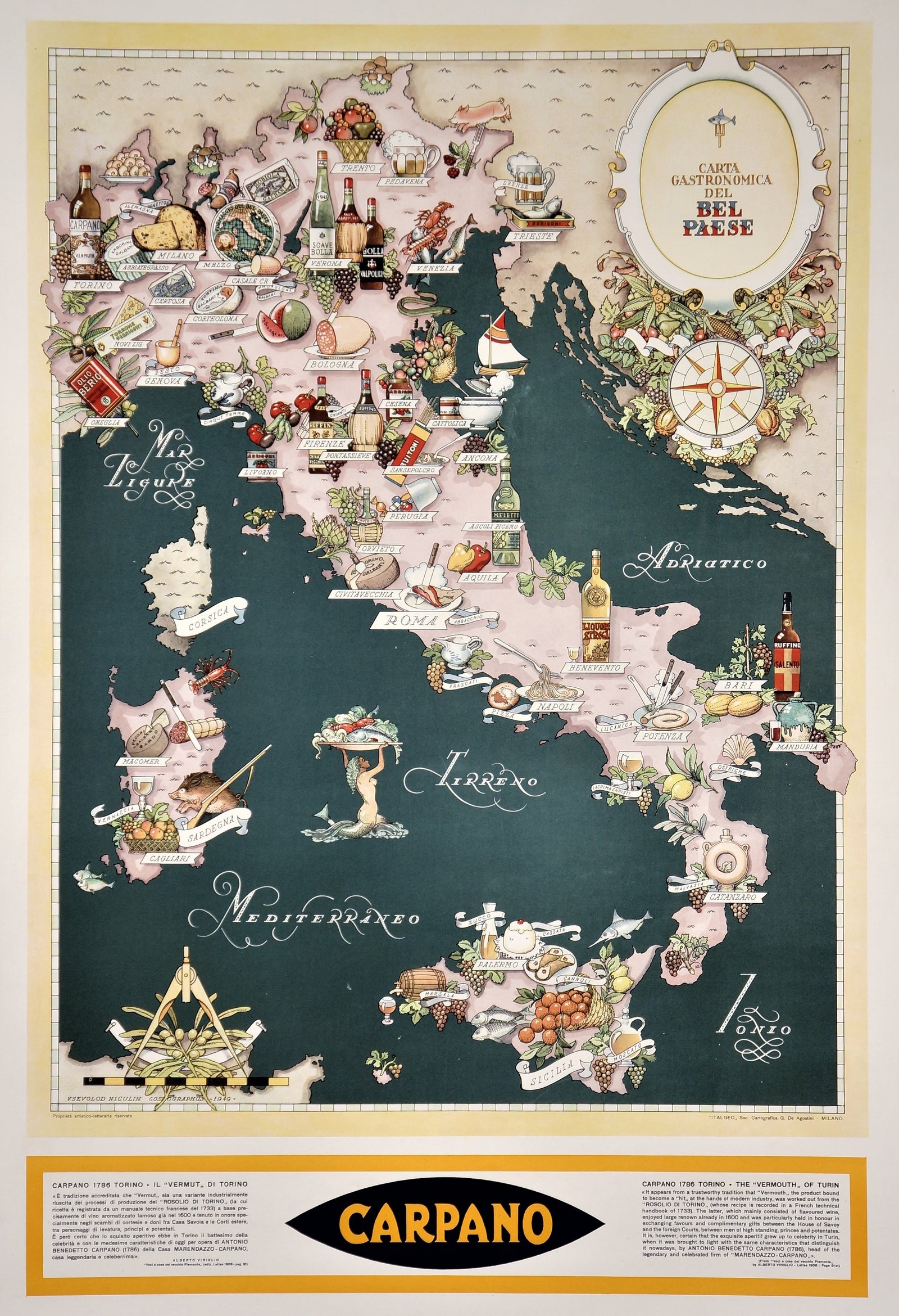 Italy, Carpano Alcohol - Authentic Vintage Poster