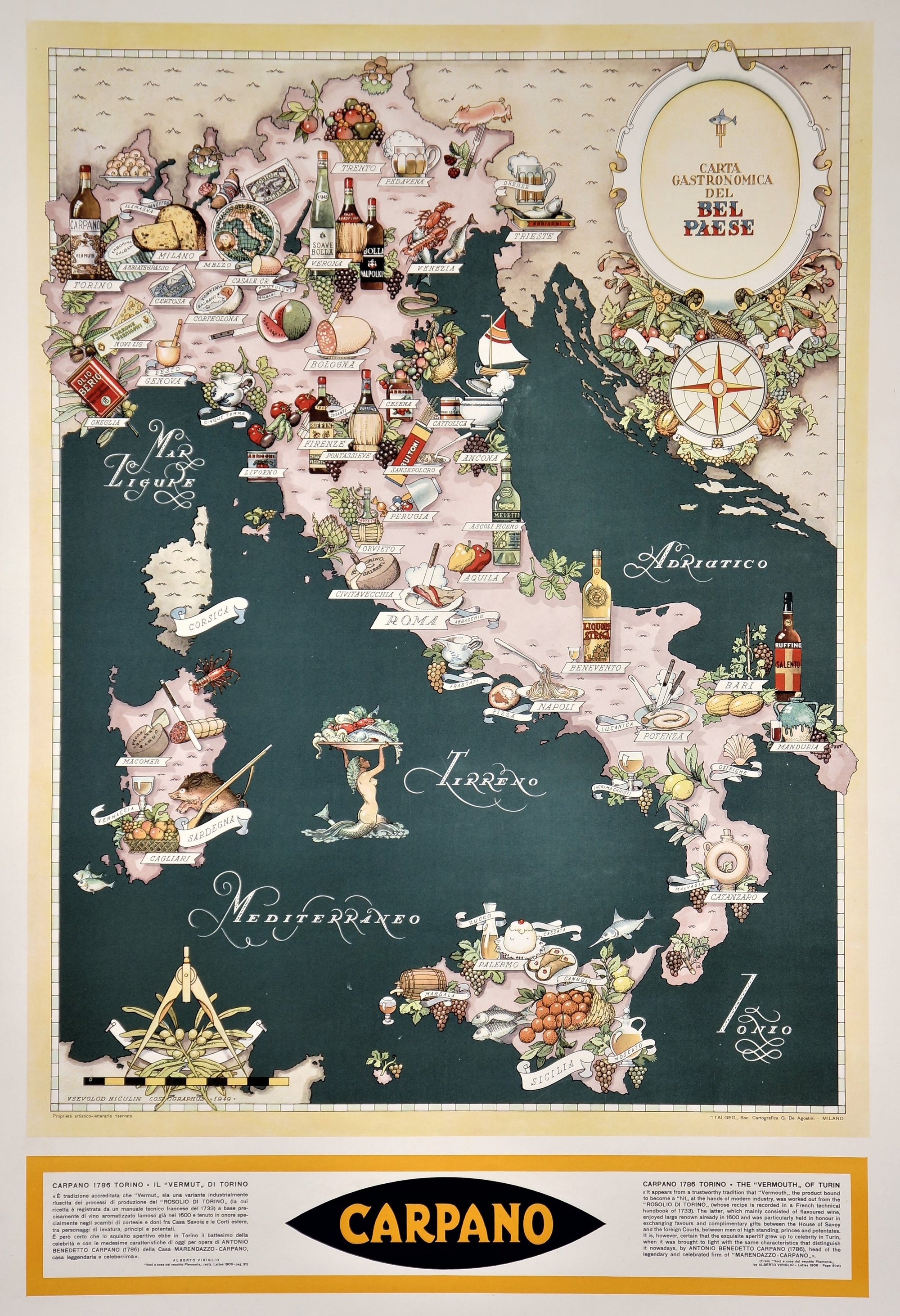 Italy, Carpano Alcohol - Authentic Vintage Poster