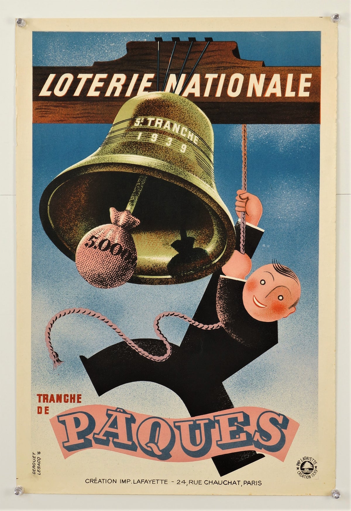 DEROUET-LESACQ (Edgar Derouet and Charles Lesacq). Loterie Nationale. - Authentic Vintage Poster