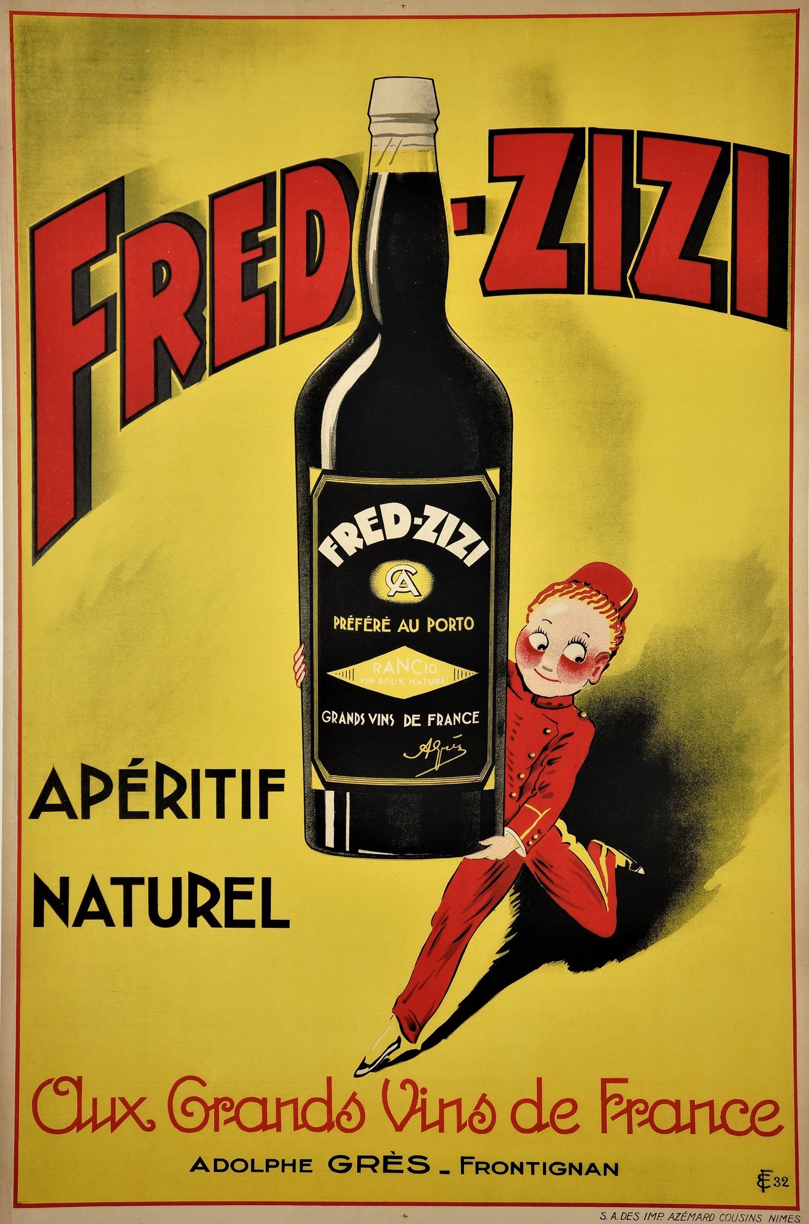 Fred-Zizi Aperitif Naturel (1932) - Authentic Vintage Poster