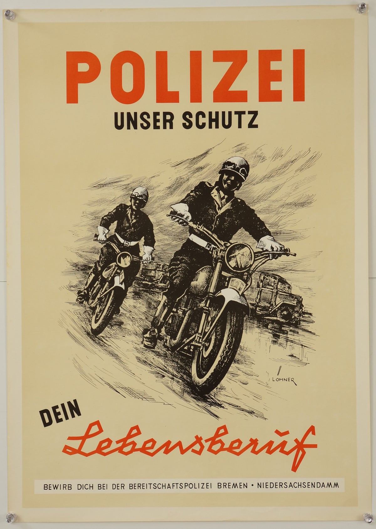 Polizei- German Riot Police - RESTORATION - Authentic Vintage Poster