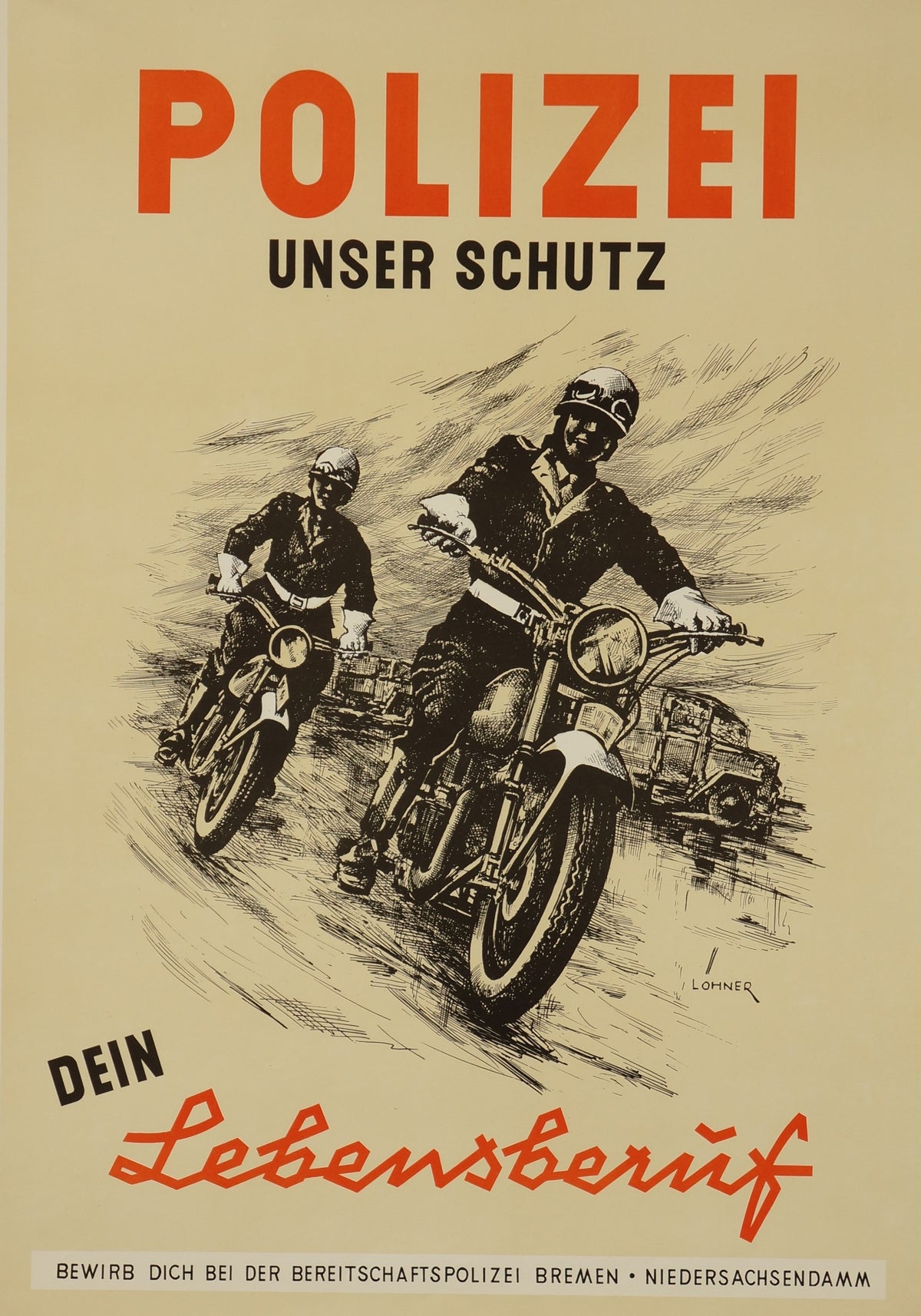 Polizei- German Riot Police - RESTORATION - Authentic Vintage Poster