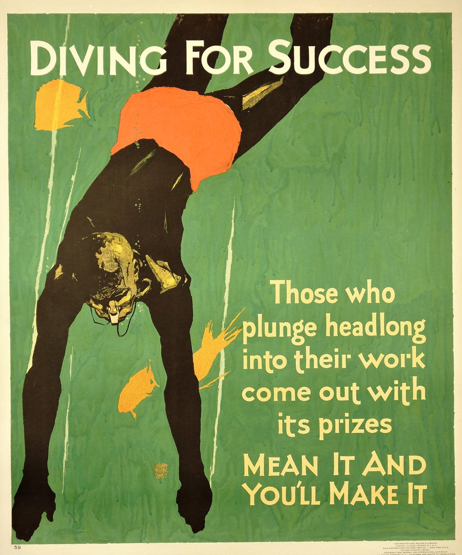 Diving for Success - Authentic Vintage Poster