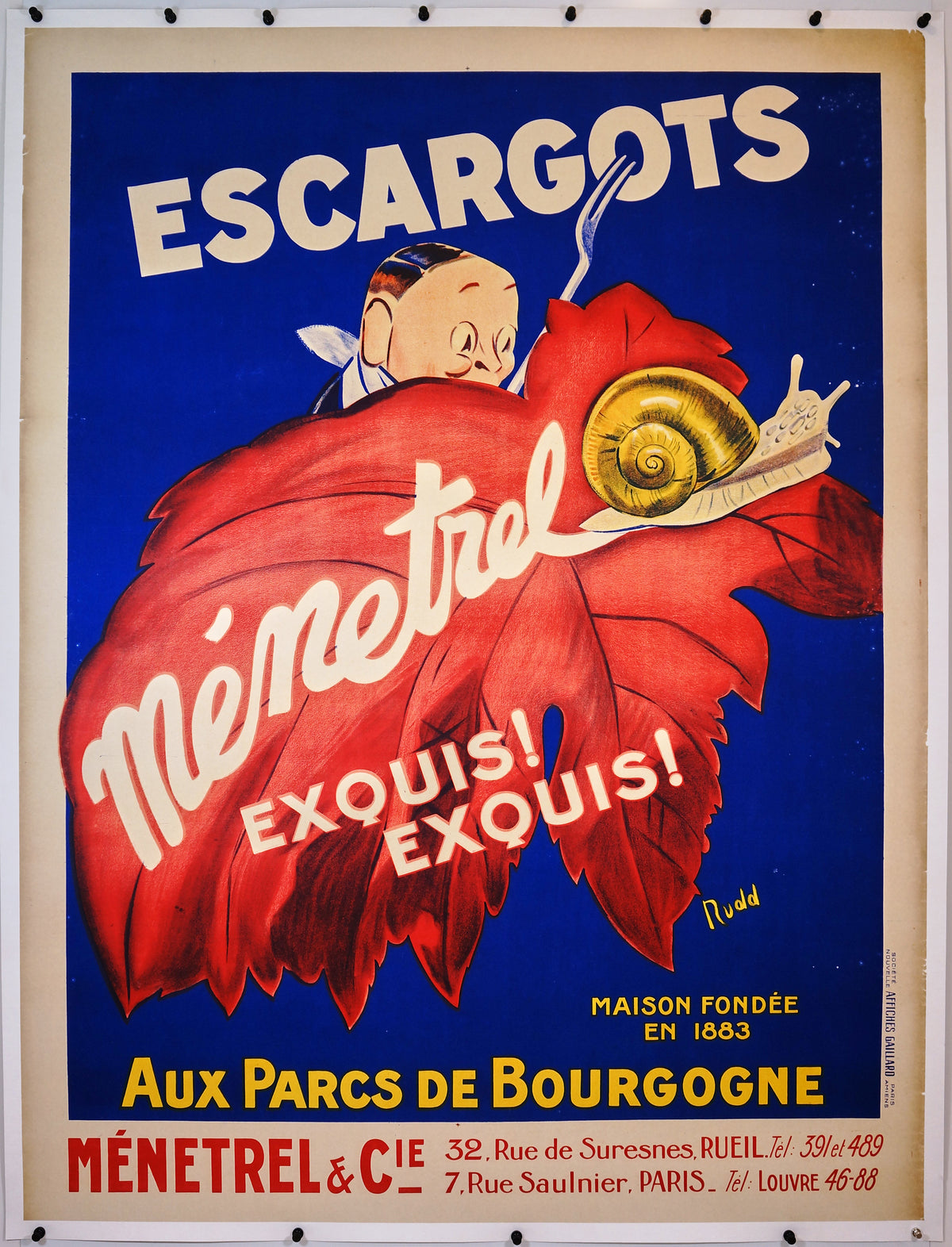 Escargots Menetrel - Authentic Vintage Poster
