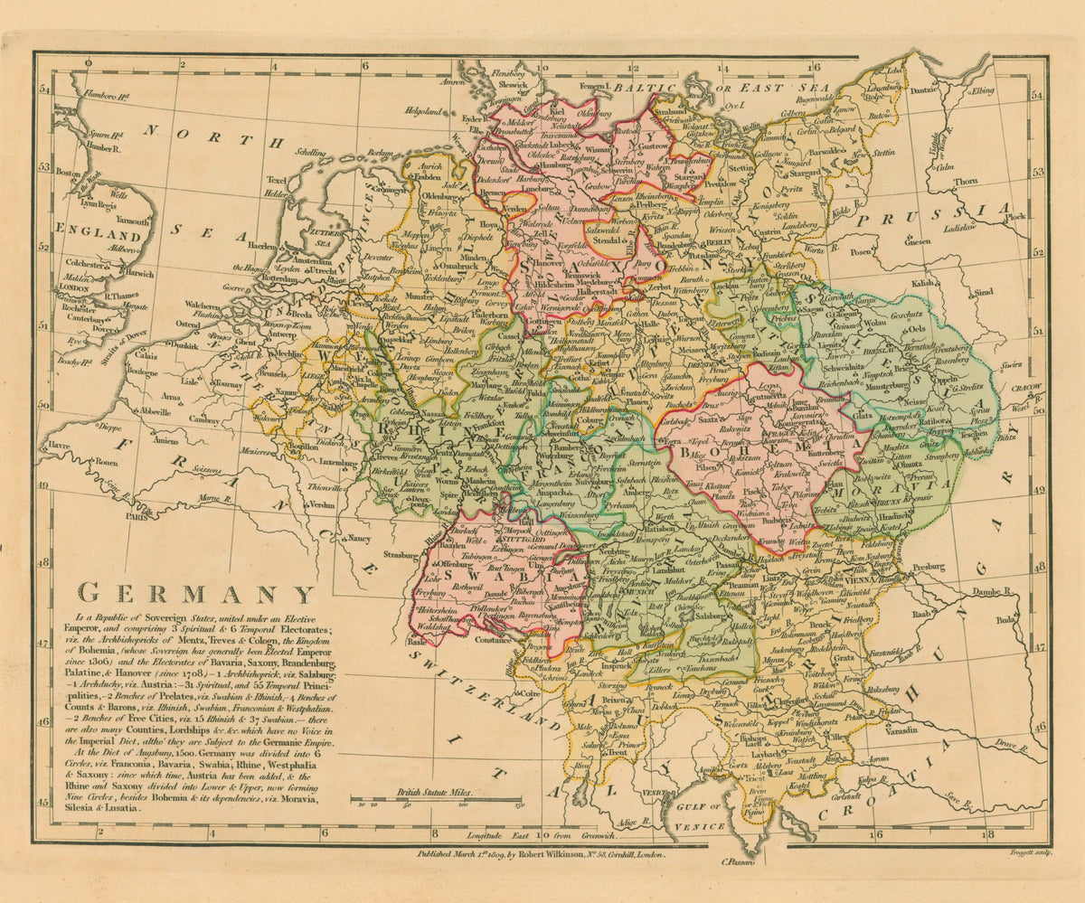 Germany- Antique Map - Authentic Vintage Antique Print