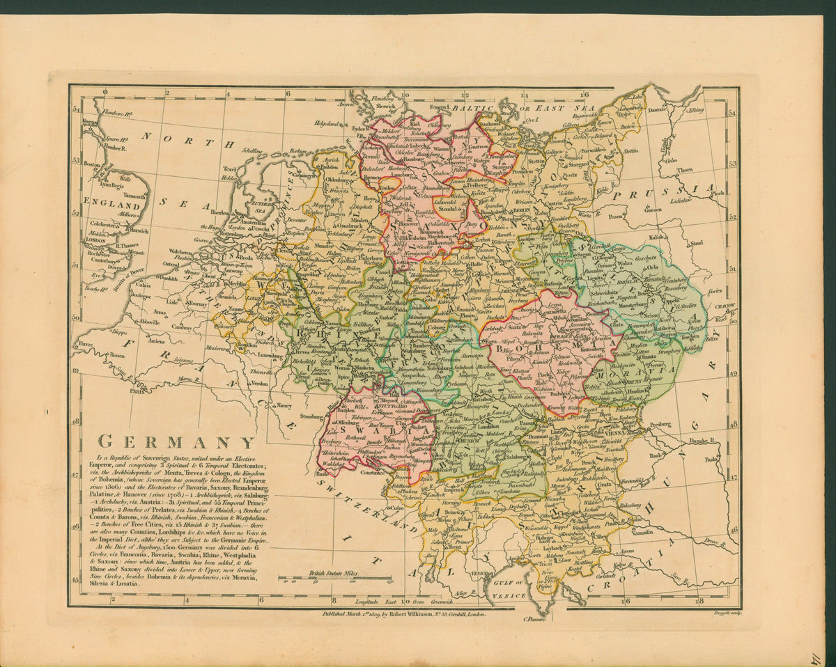 Germany- Antique Map - Authentic Vintage Antique Print