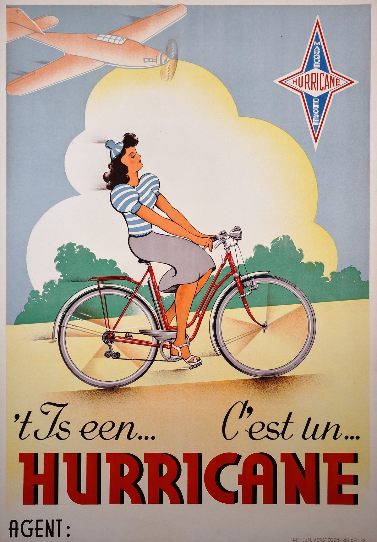 Hurricane Bicycles - Authentic Vintage Poster