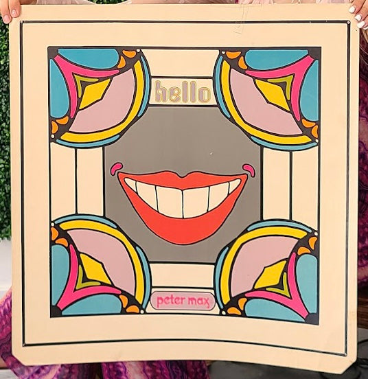 Hello- Peter Max - Authentic Vintage Window Card