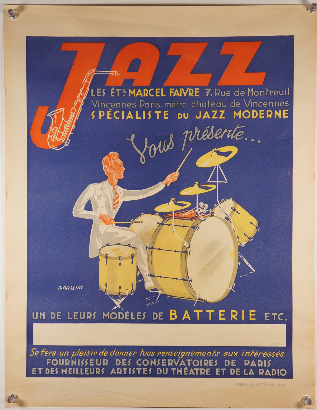 Jazz Moderne, Paris - Authentic Vintage Poster