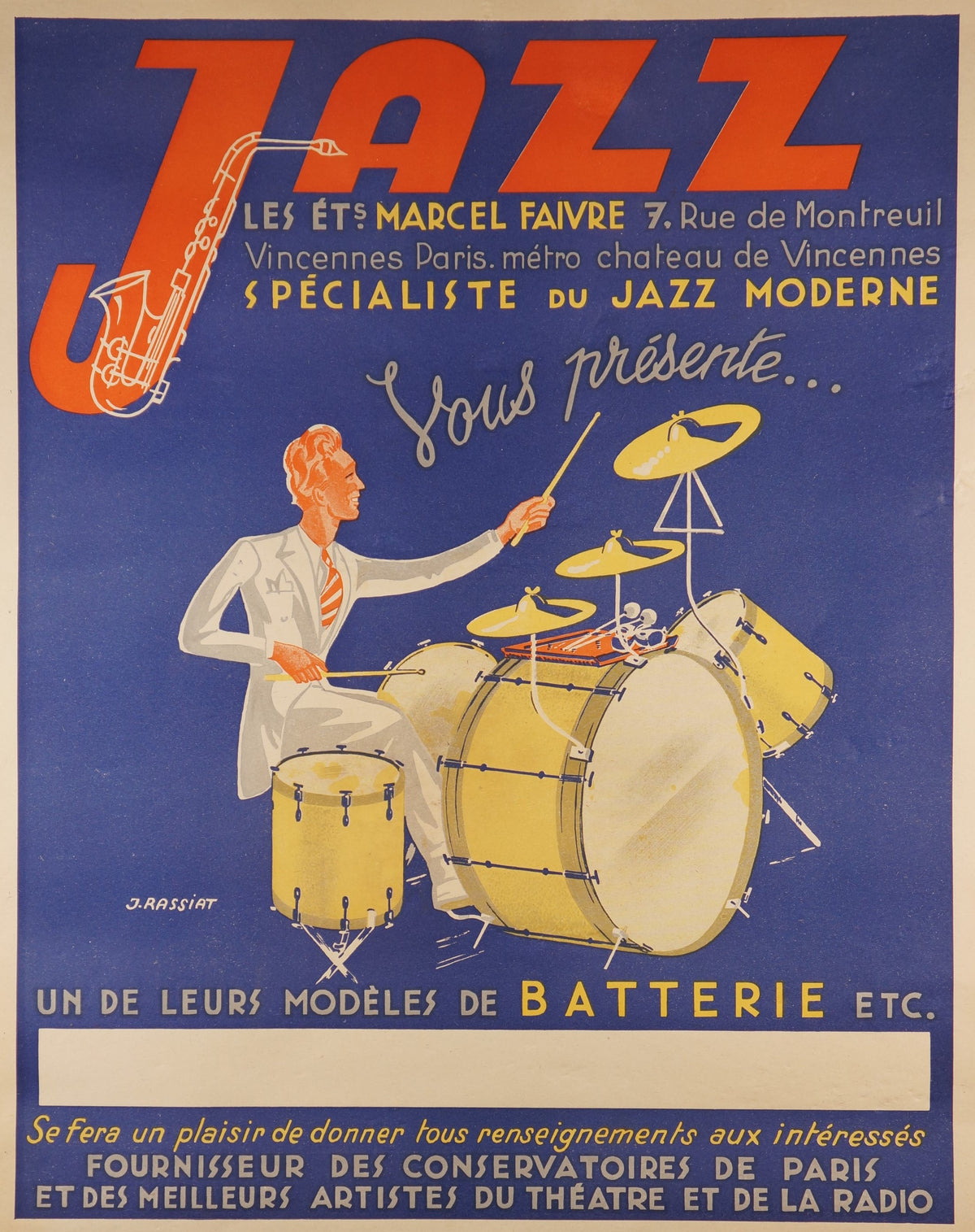 Jazz Moderne, Paris - Authentic Vintage Poster