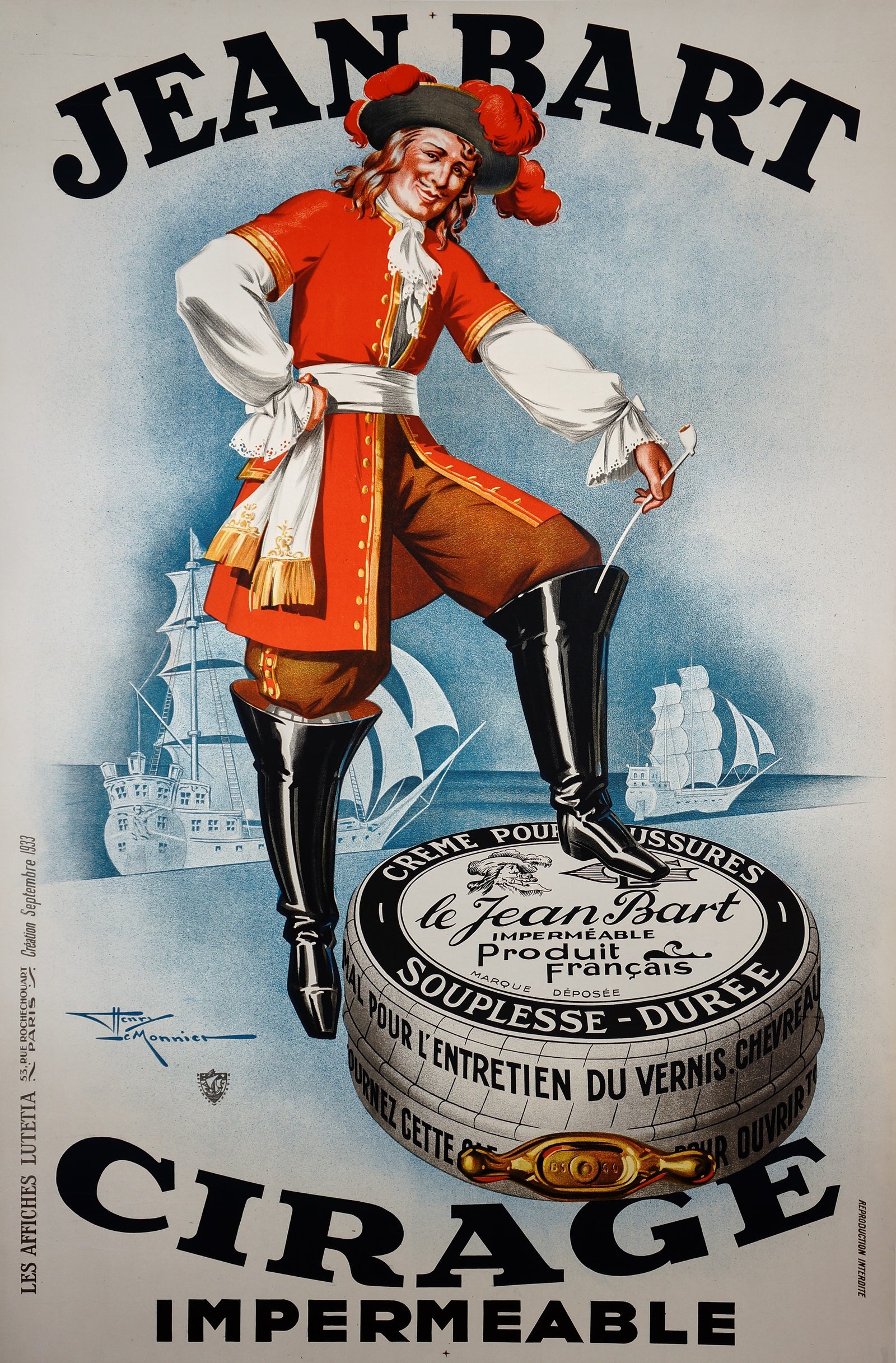 Jean Bart Cirage Impermeable - Authentic Vintage Poster