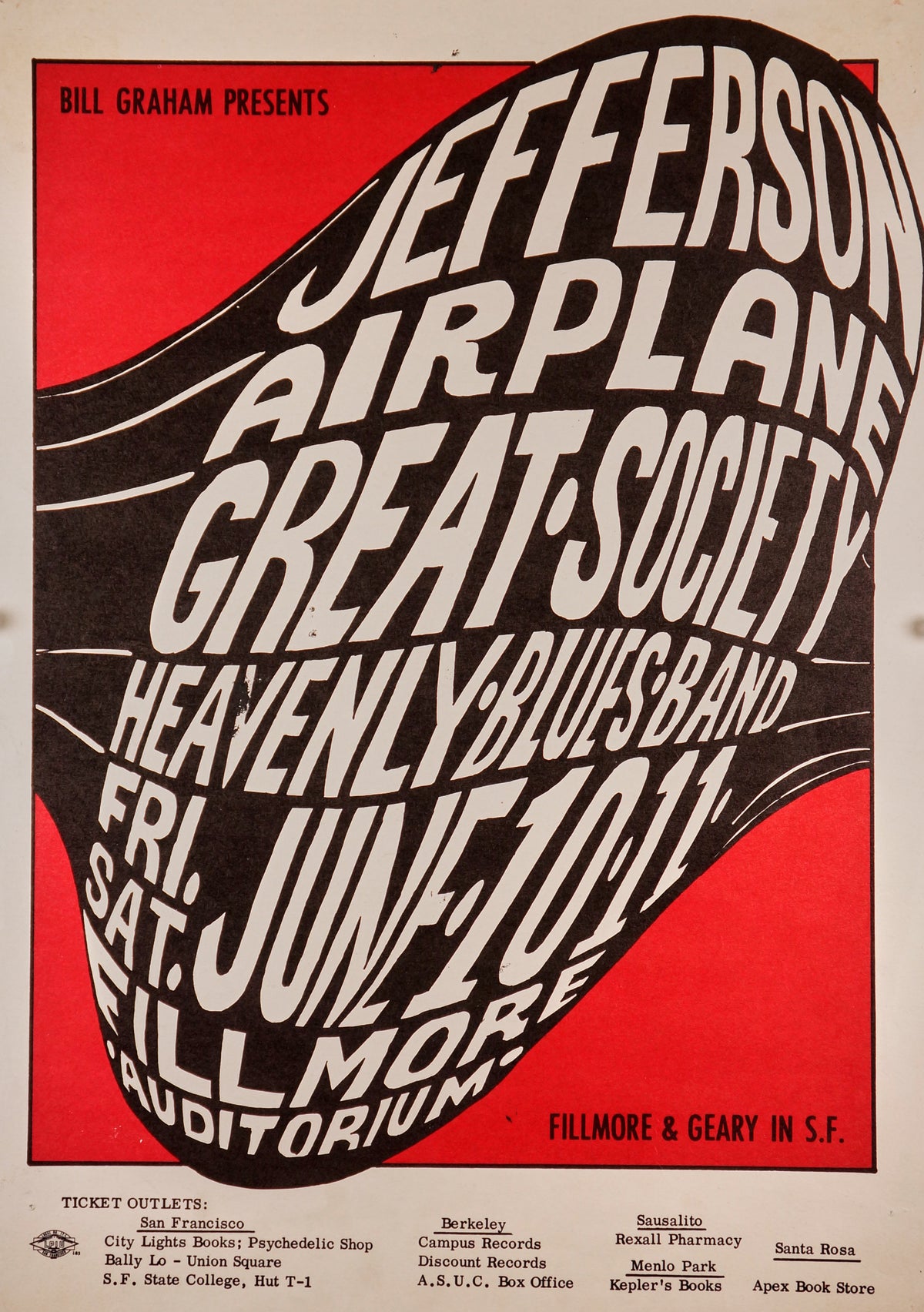 Jefferson Airplane at the Fillmore - Authentic Vintage Poster