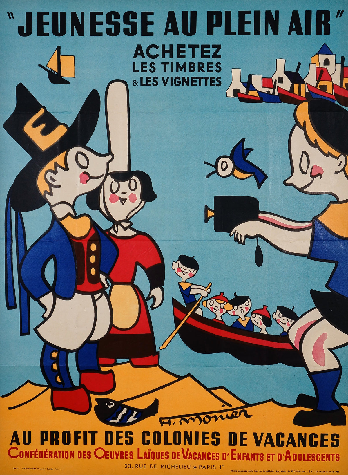 Henri Monier - &quot;Jeunesse au plein air&quot; - Authentic Vintage Poster