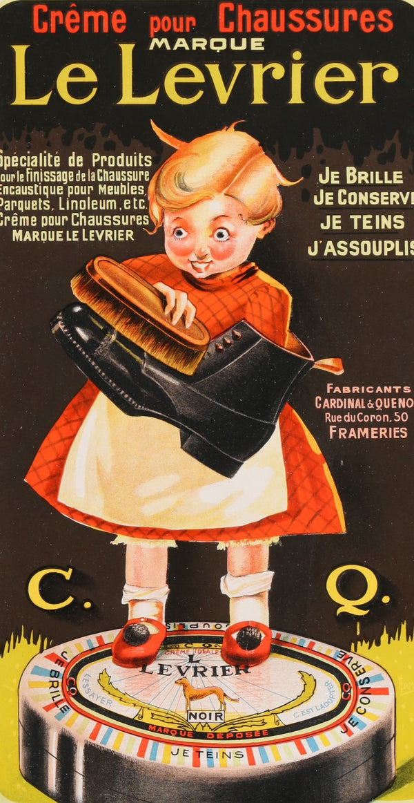 Le Levrier Shoe Cream- Window Card - Authentic Vintage Poster