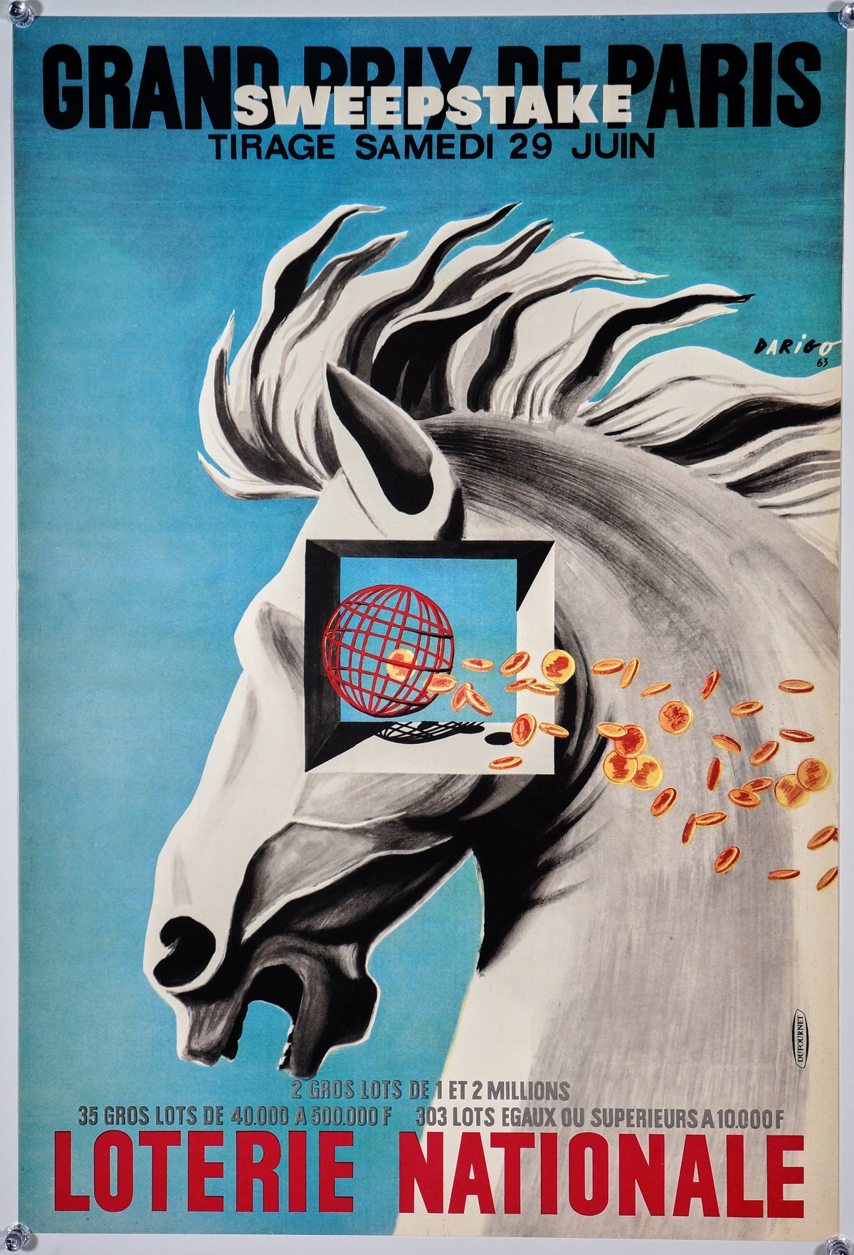 Loterie Nationale, Grand Prix de Paris - Authentic Vintage Poster